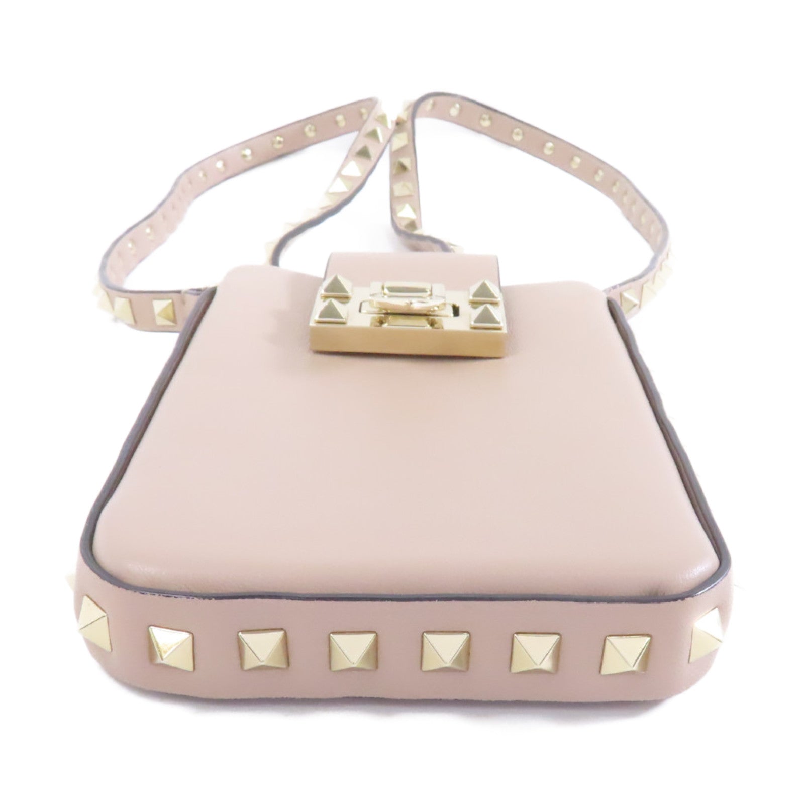 Valentino 【激減優惠】牛皮皮革Garavani Rockstud金扣肩背袋粉紅色