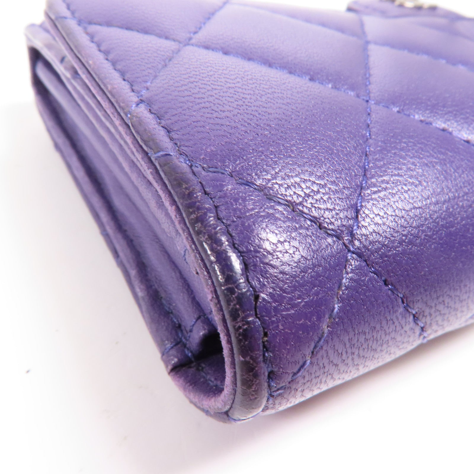 CHANEL 羊皮皮革Long Wallet銀扣長錢包