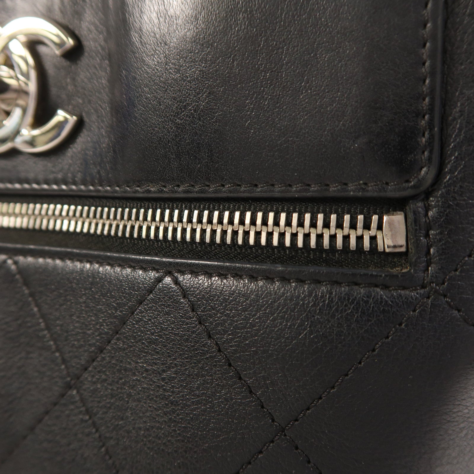CHANEL 牛皮皮革2 Way Shoulder銀扣手挽肩背兩用袋