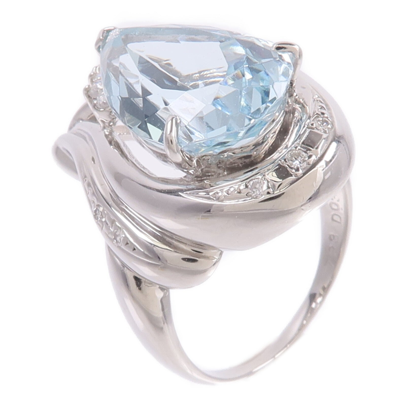 JEWELRY PT900鉑金Aquamarine Diamond Ring藍晶/鑽石戒指