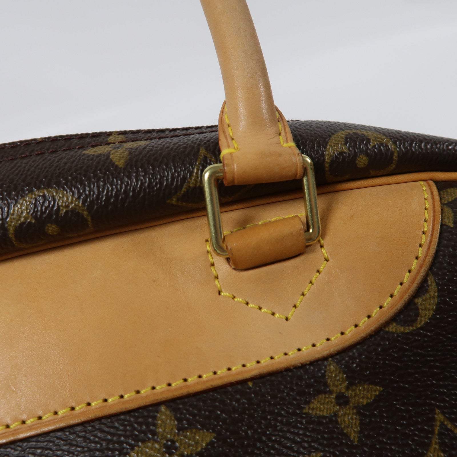 LOUIS VUITTON Monogram Deauville GM Handbag金扣手挽袋啡色