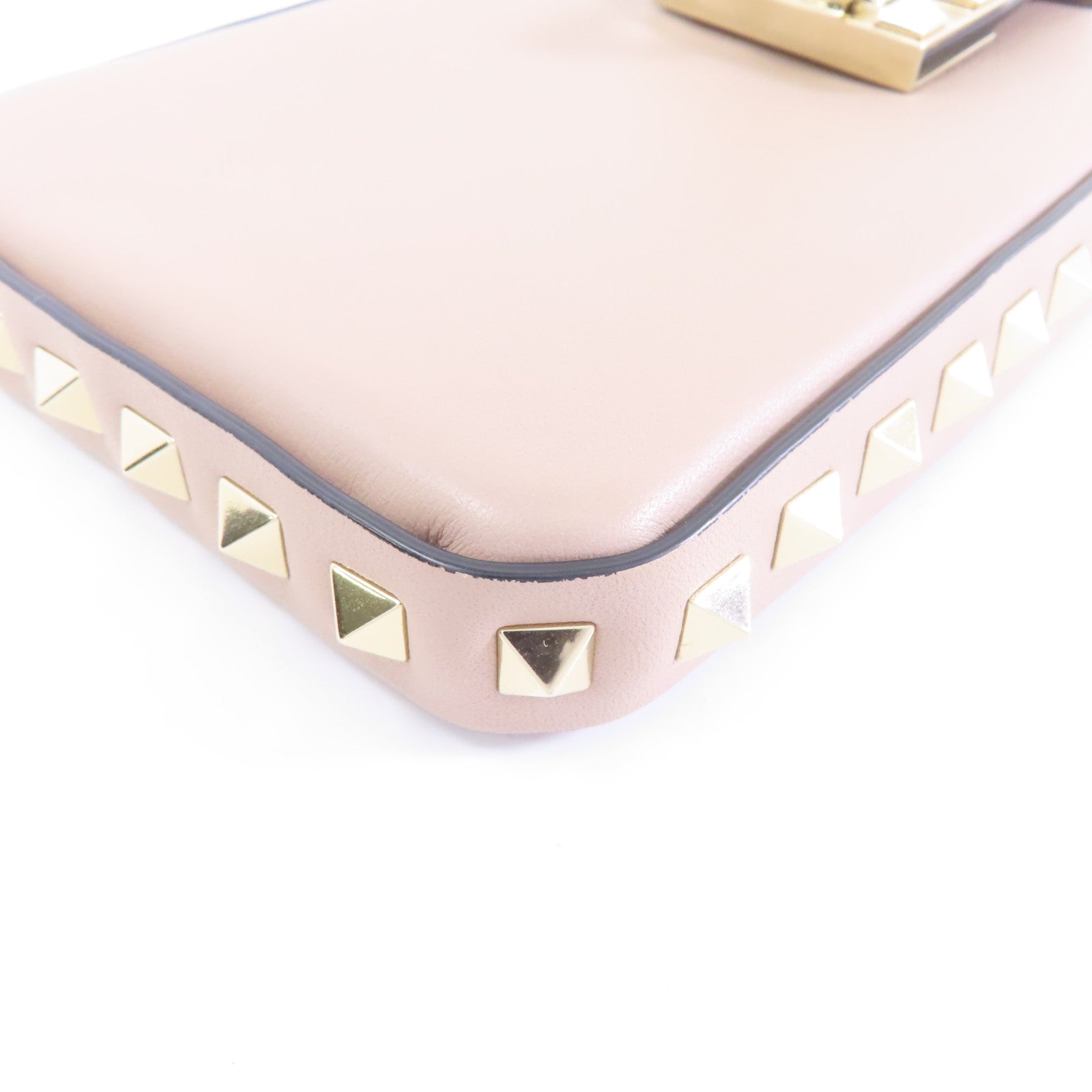 Valentino 【激減優惠】牛皮皮革Garavani Rockstud金扣肩背袋粉紅色