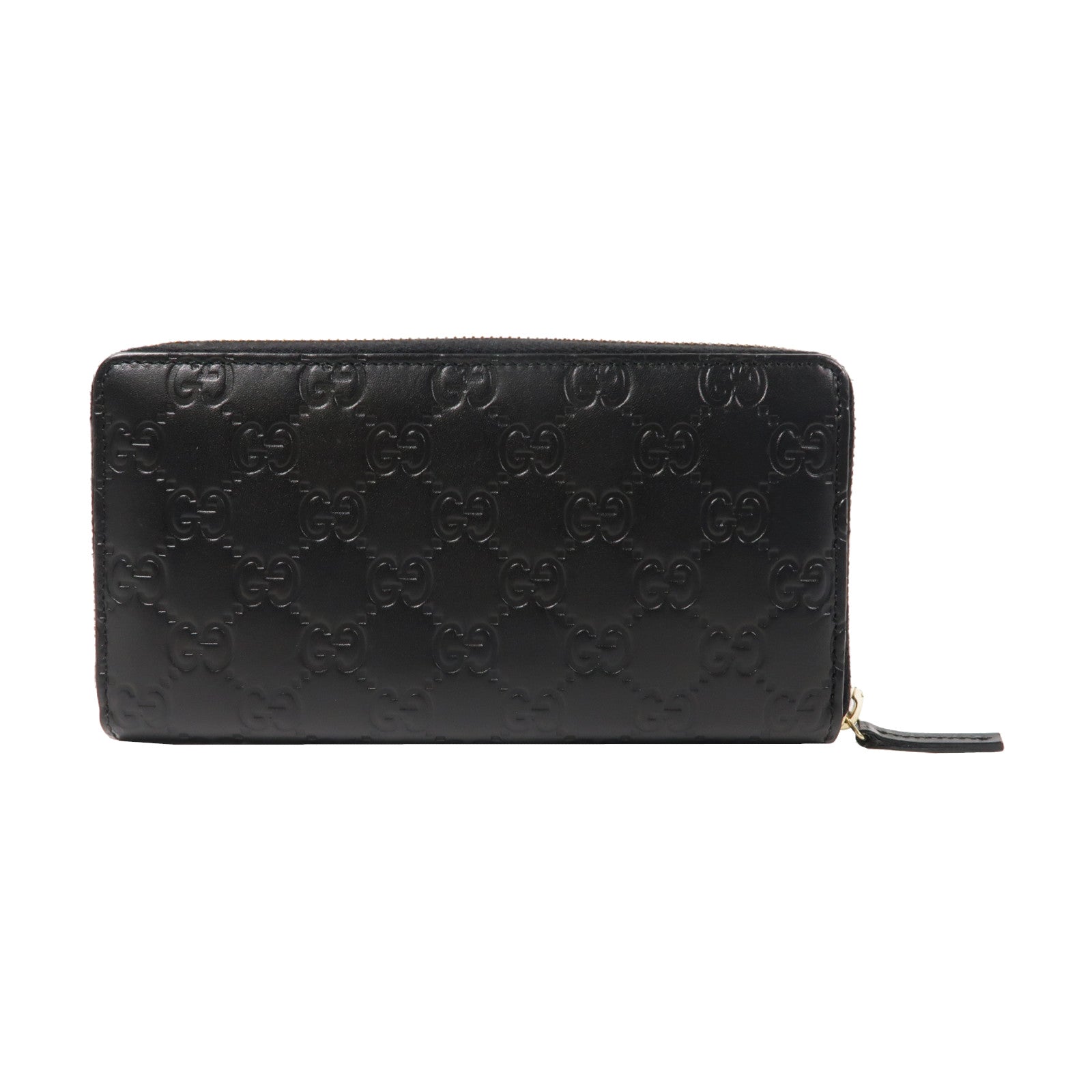 GUCCI 牛皮皮革Guccissima Round Long WalletL形拉鍊長錢包黑色