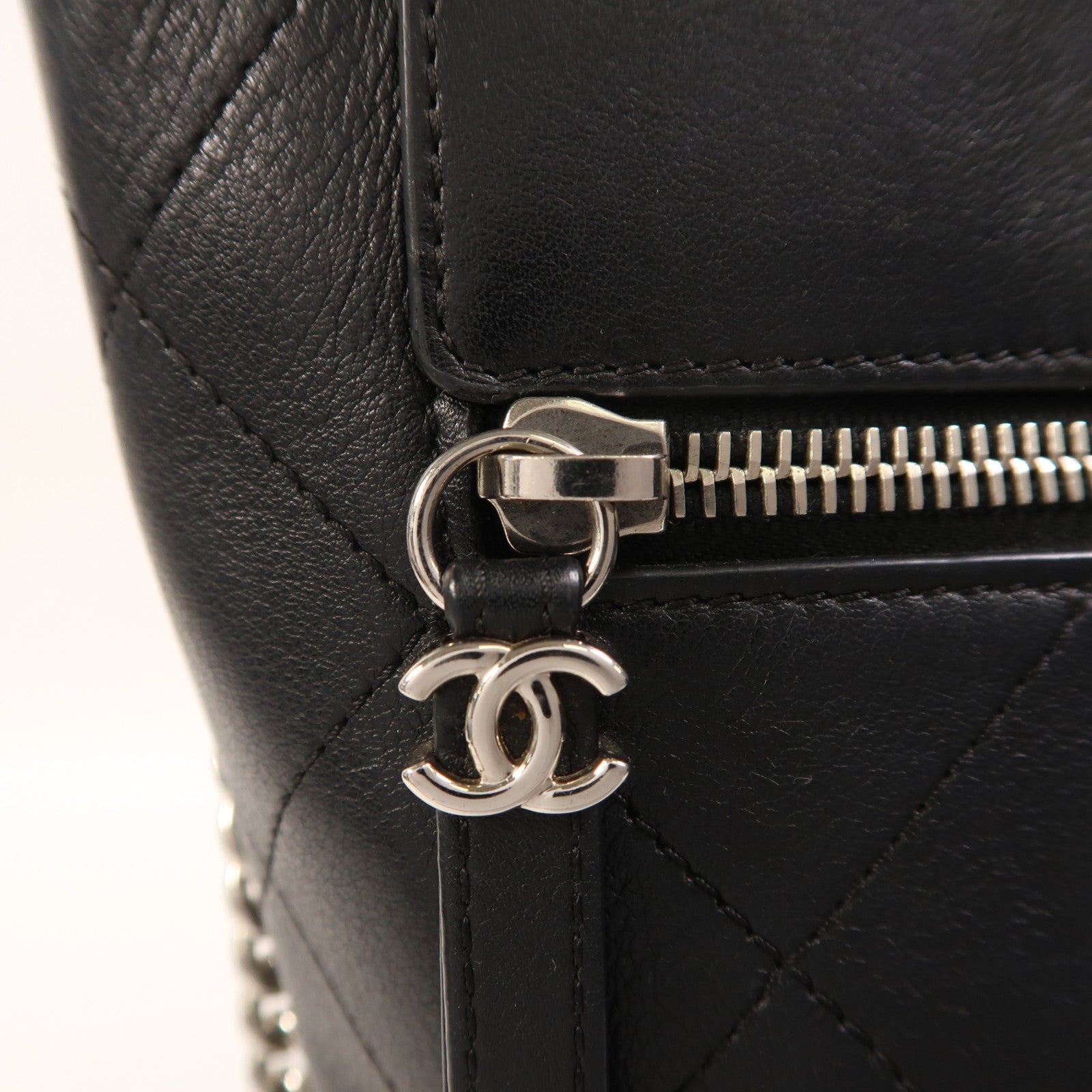 CHANEL 牛皮皮革2 Way Shoulder銀扣手挽肩背兩用袋