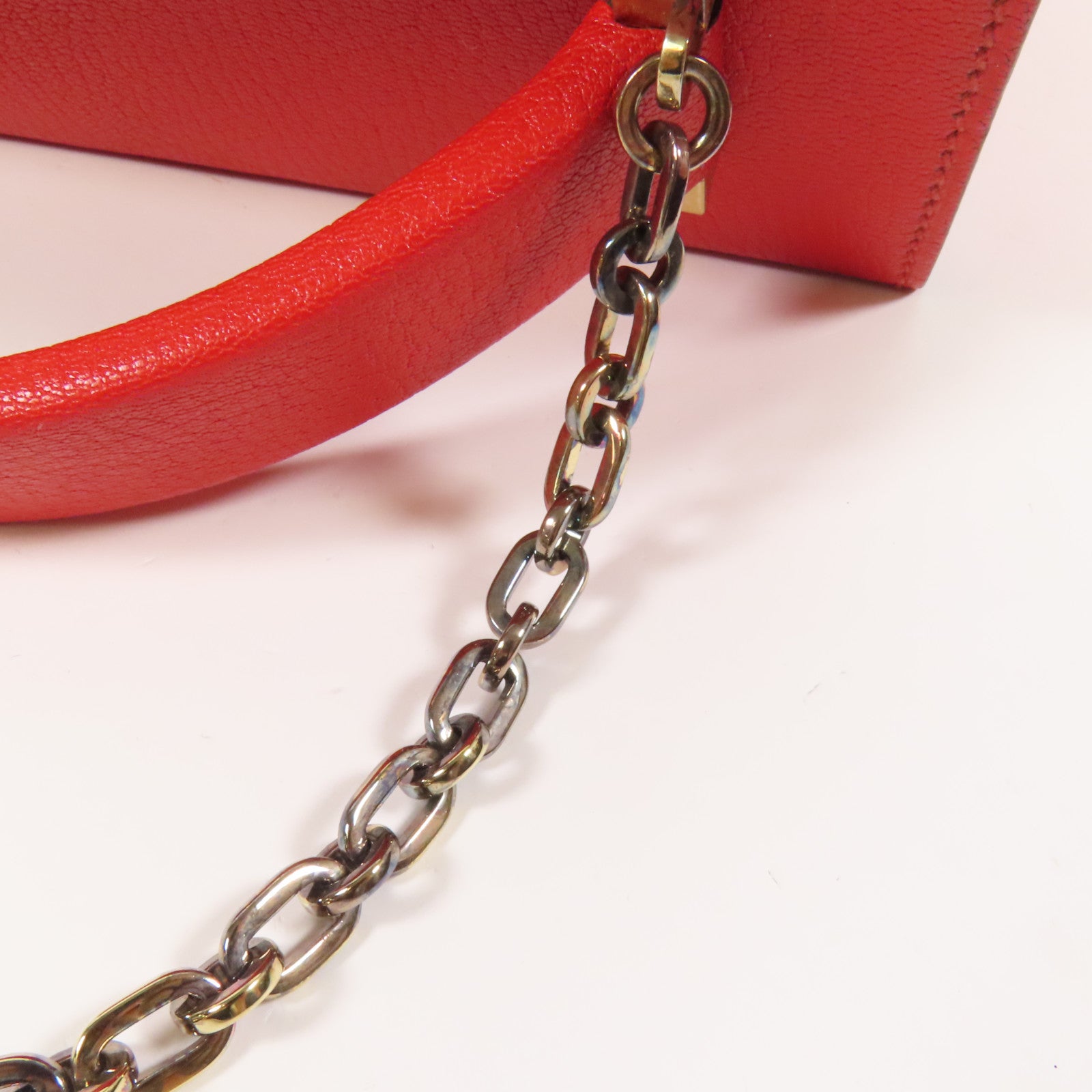 HERMES Chevre皮革Cinhetic Box金扣手挽肩背兩用袋Rouge de Coeur