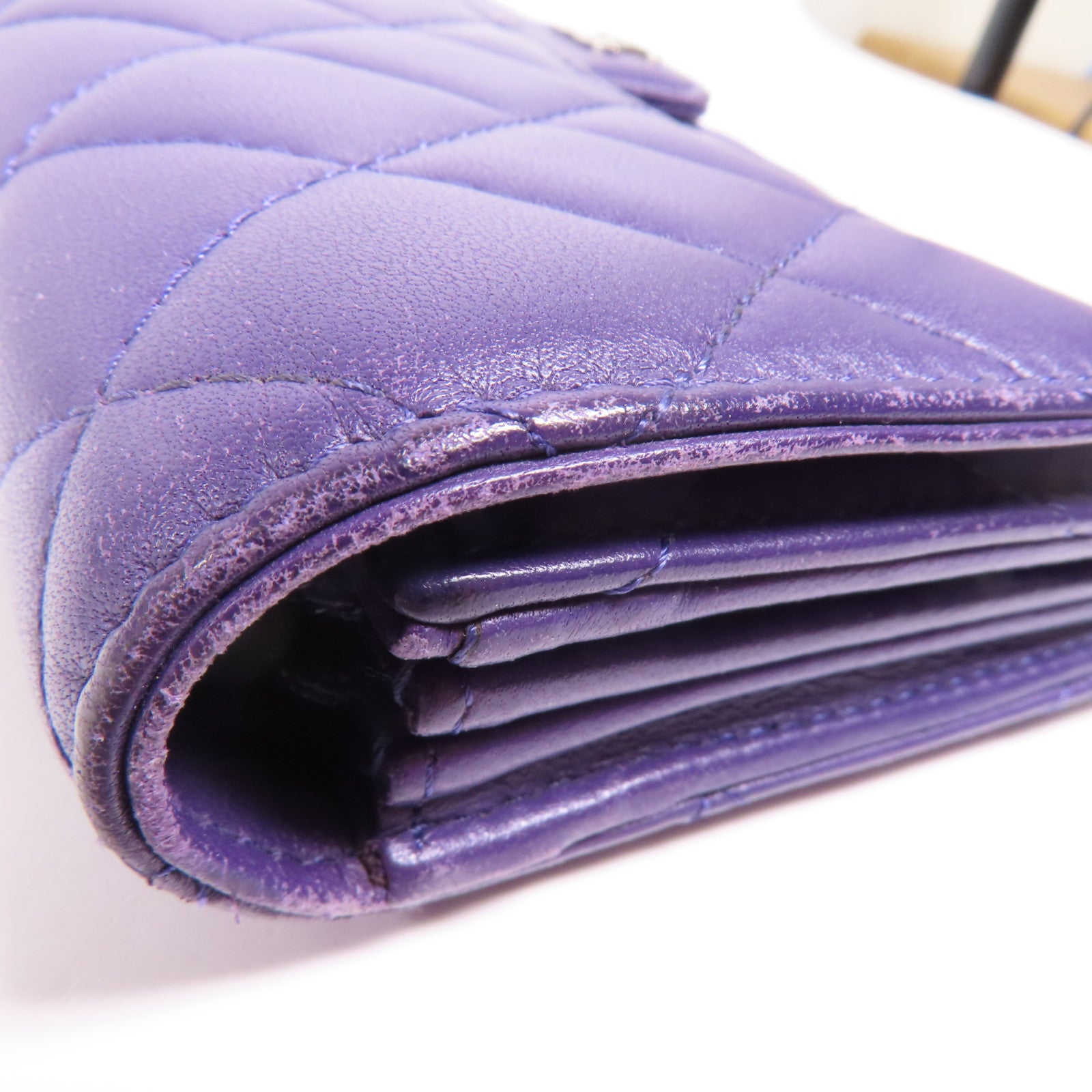 CHANEL 羊皮皮革Long Wallet銀扣長錢包