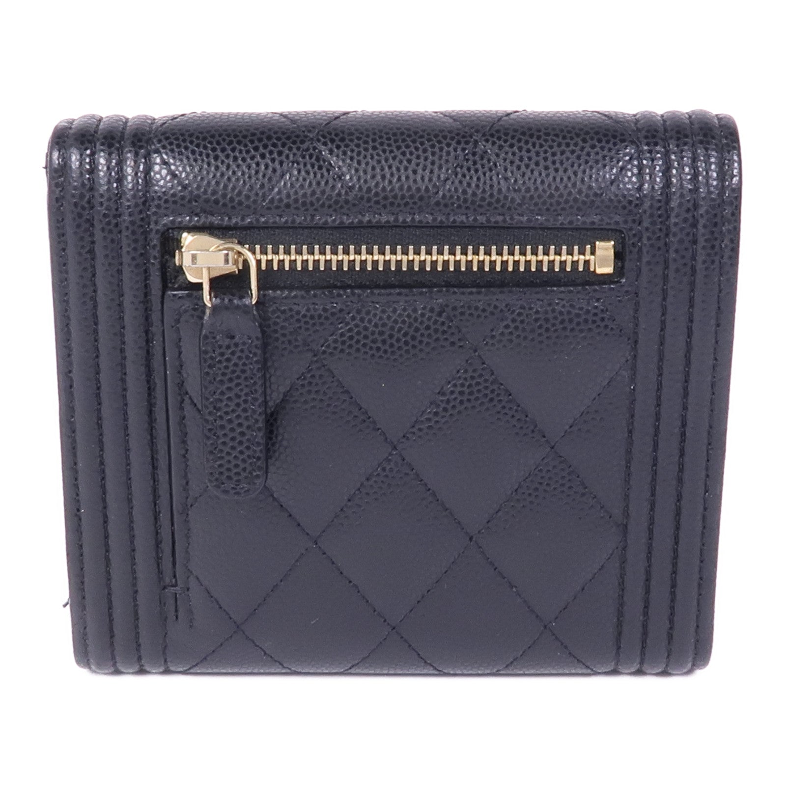 CHANEL 牛皮皮革Boy Wallet金扣錢包