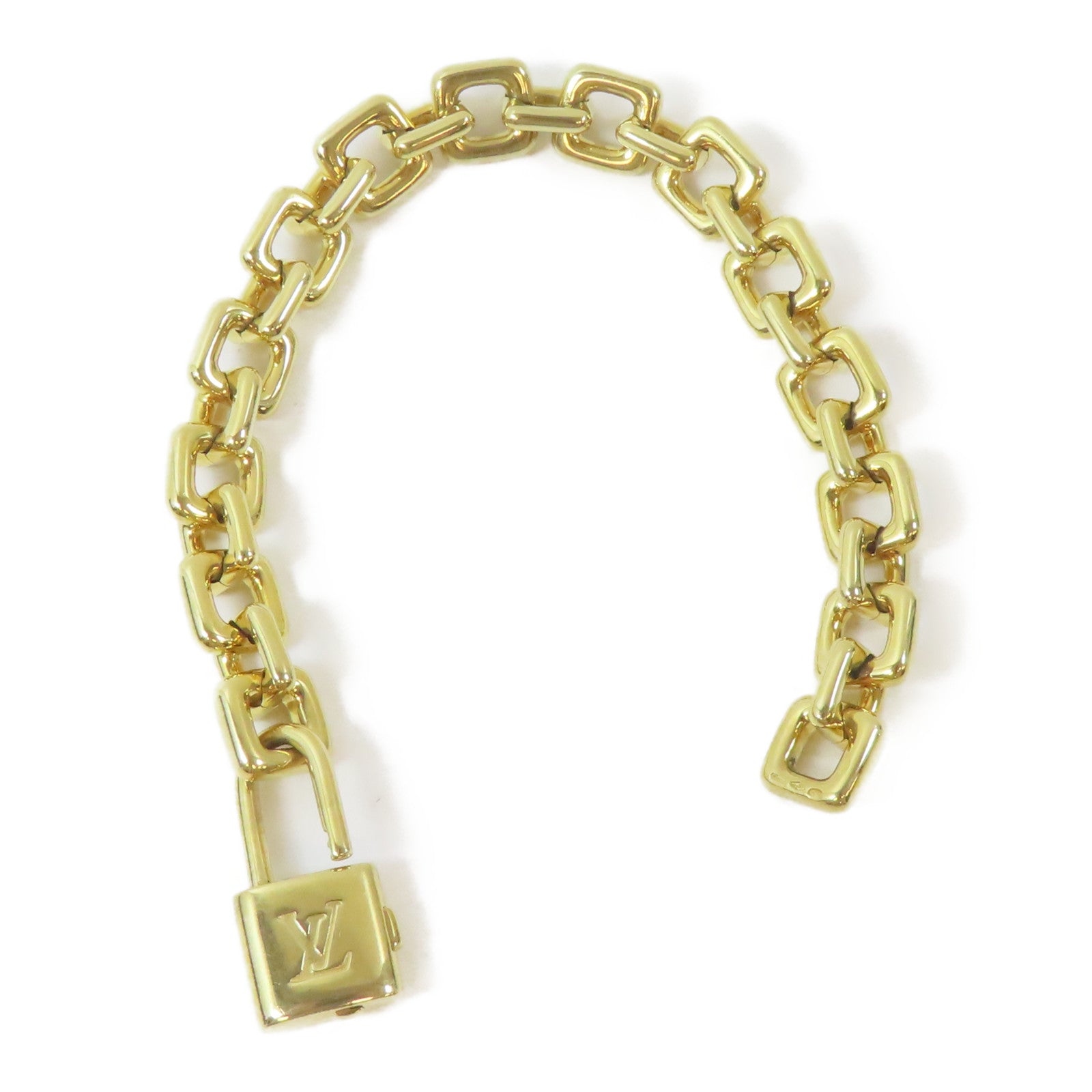 LOUIS VUITTON 18K黃金Padlock Charm Bracelet手鏈#16.5cm