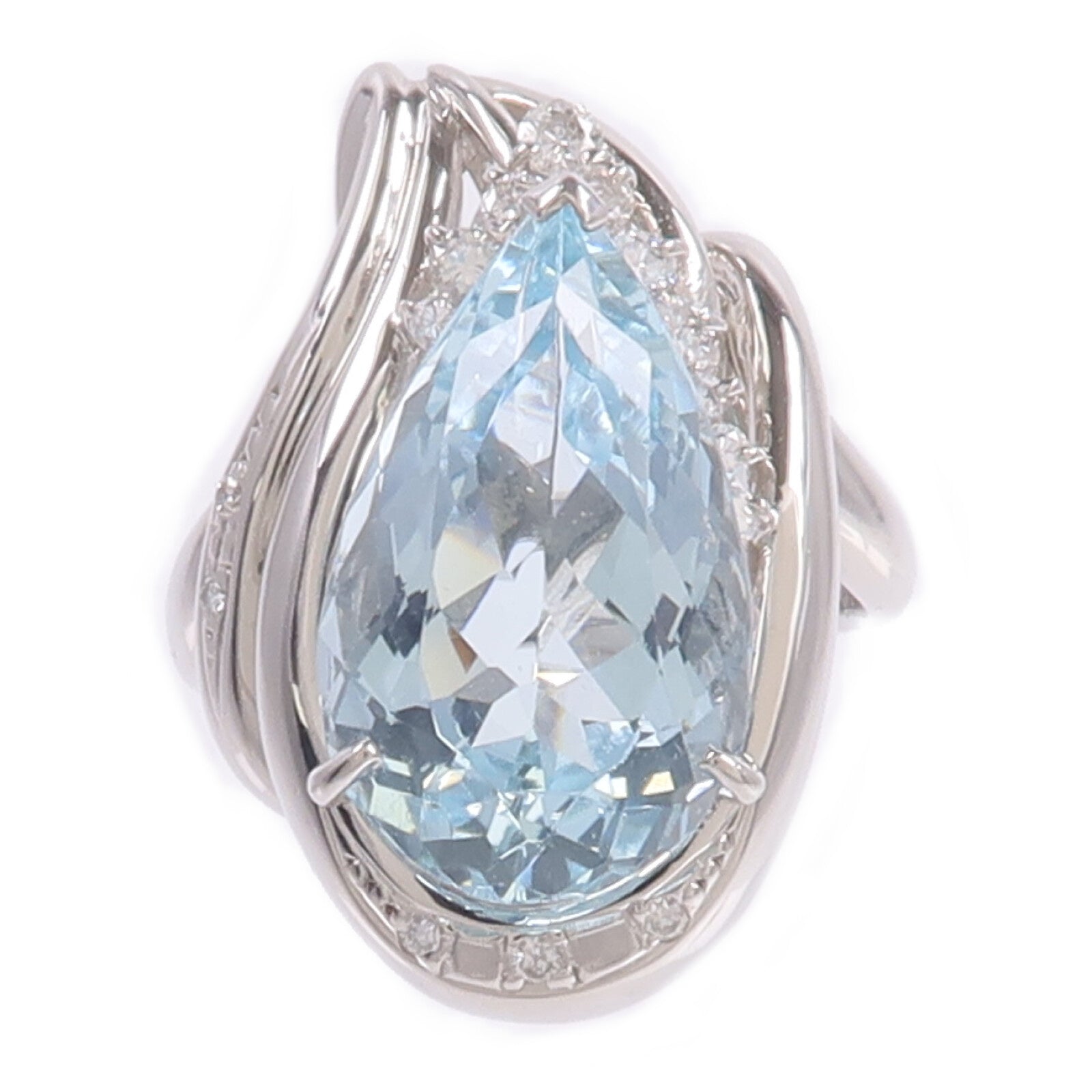 JEWELRY PT900鉑金Aquamarine Diamond Ring藍晶/鑽石戒指