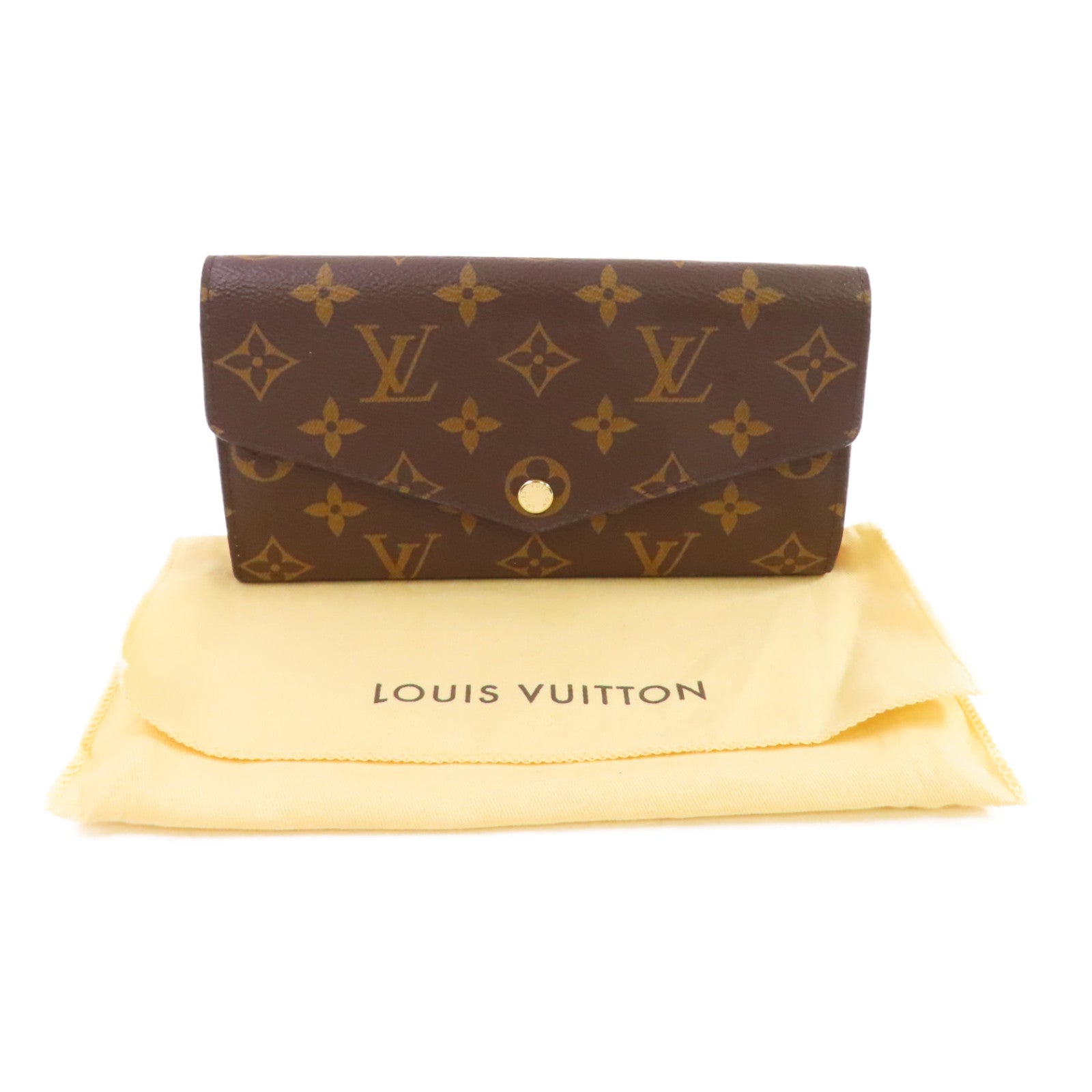LOUIS VUITTON Monogram Sarah Wallet金扣長錢包啡色/酒紅色