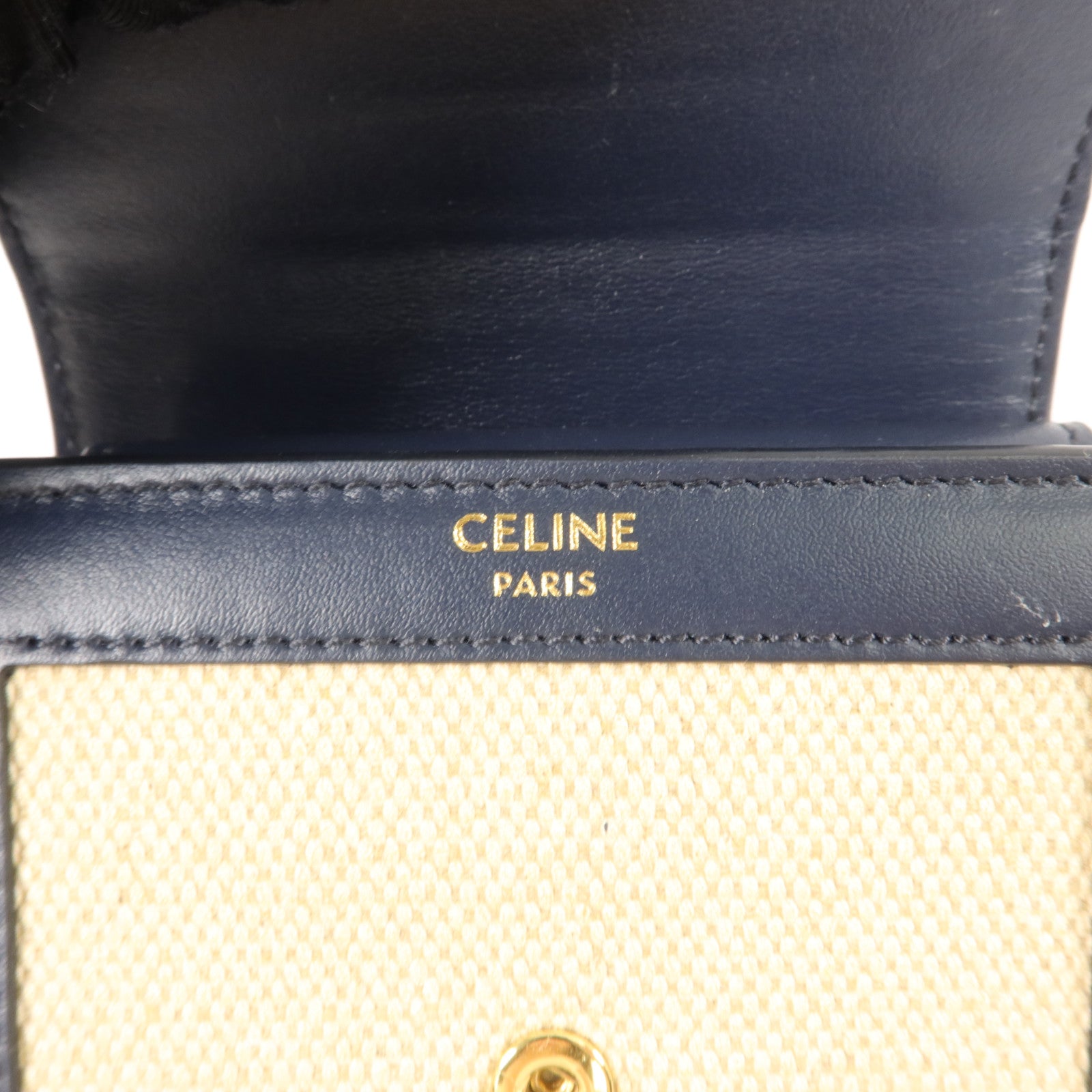 CELINE 牛皮皮革/帆布Triomphe Wallet錢包