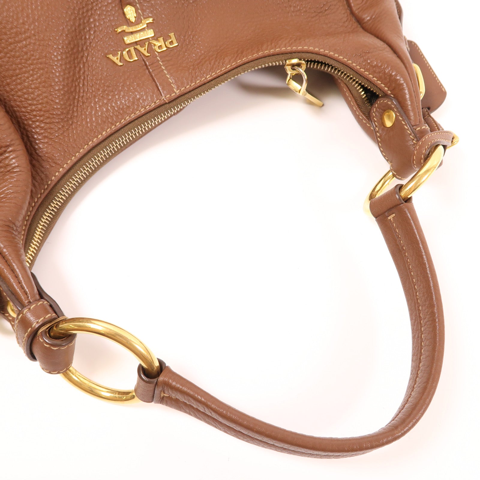 PRADA 牛皮皮革Shoulder Bag金扣肩背袋