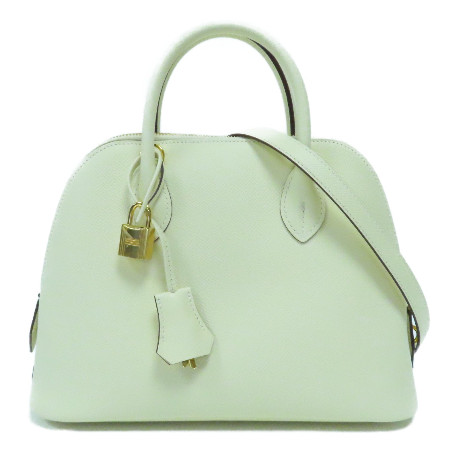 HERMES **【激減優惠】Epsom皮革Bolide 25 1923金扣手挽肩背兩用袋Nata奶油白色