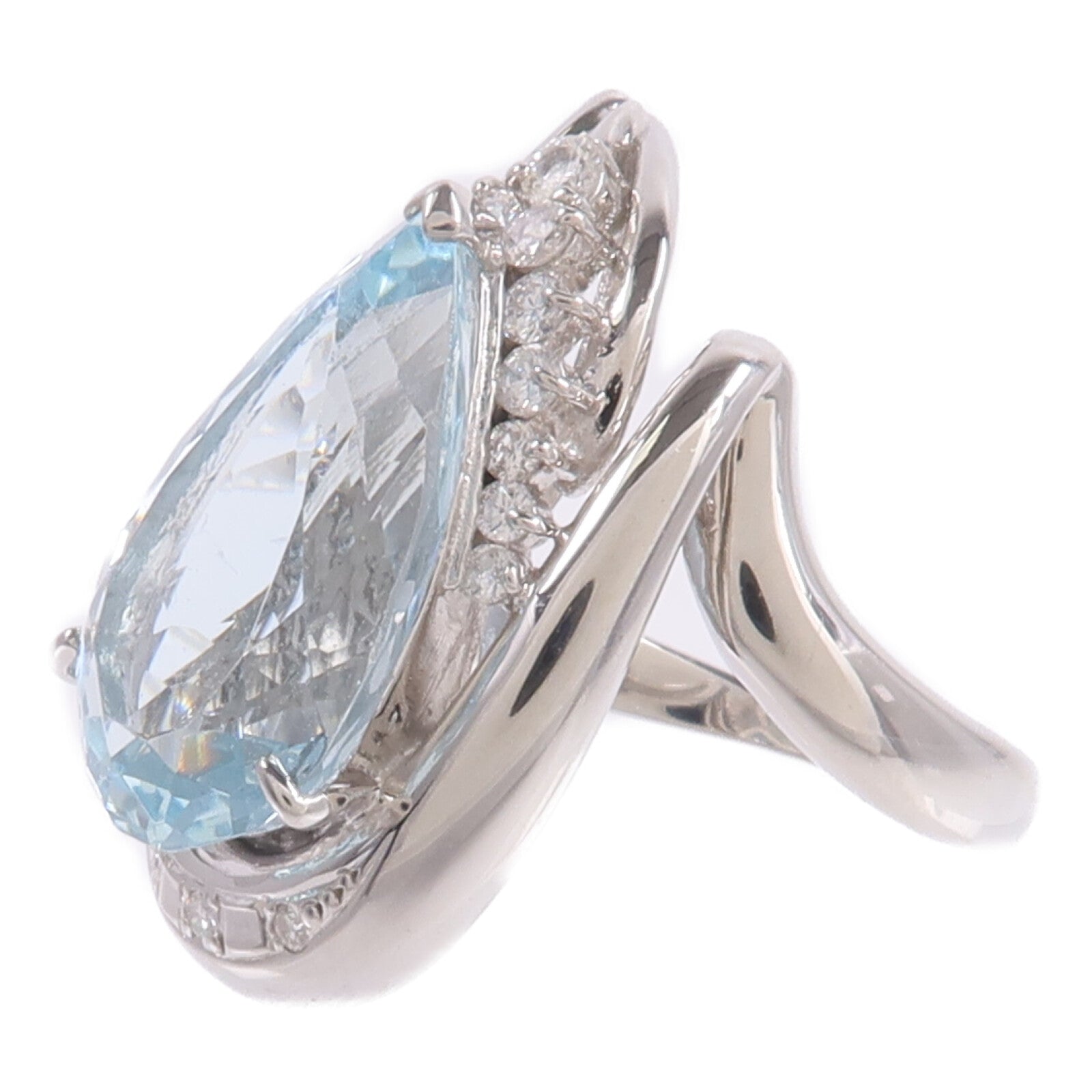 JEWELRY PT900鉑金Aquamarine Diamond Ring藍晶/鑽石戒指