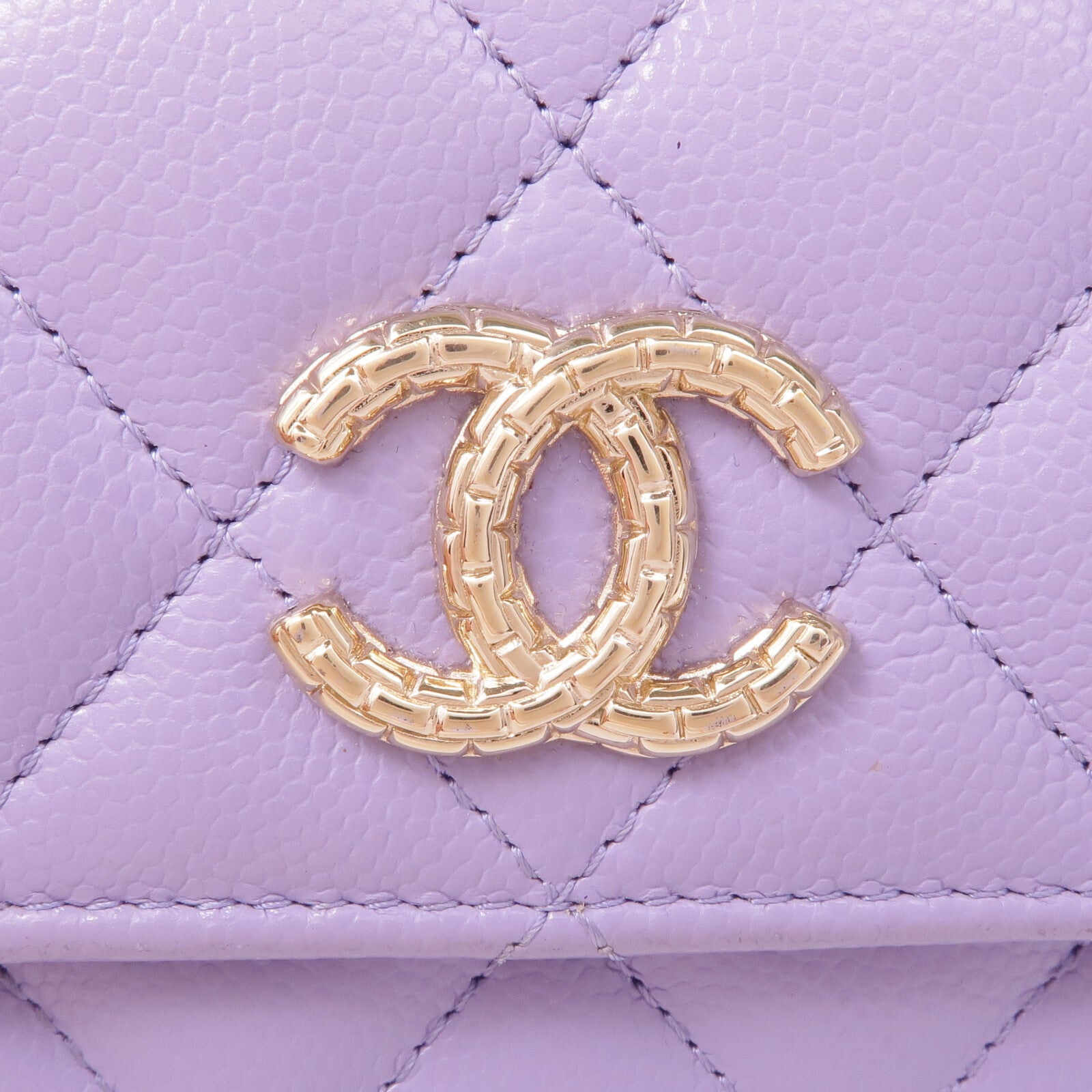 CHANEL 牛皮皮革Wallet金扣錢包