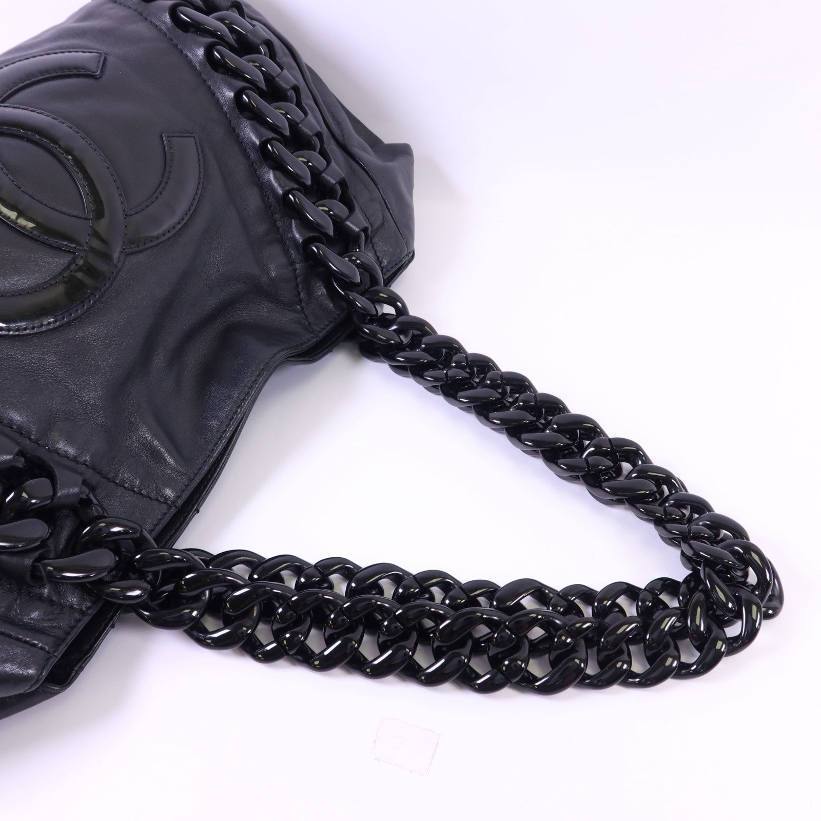CHANEL 牛皮皮革Modern Chain Rhodoid East West Tote銀扣手挽袋