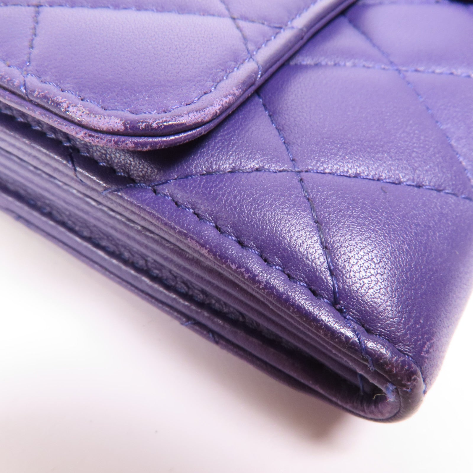 CHANEL 羊皮皮革Long Wallet銀扣長錢包