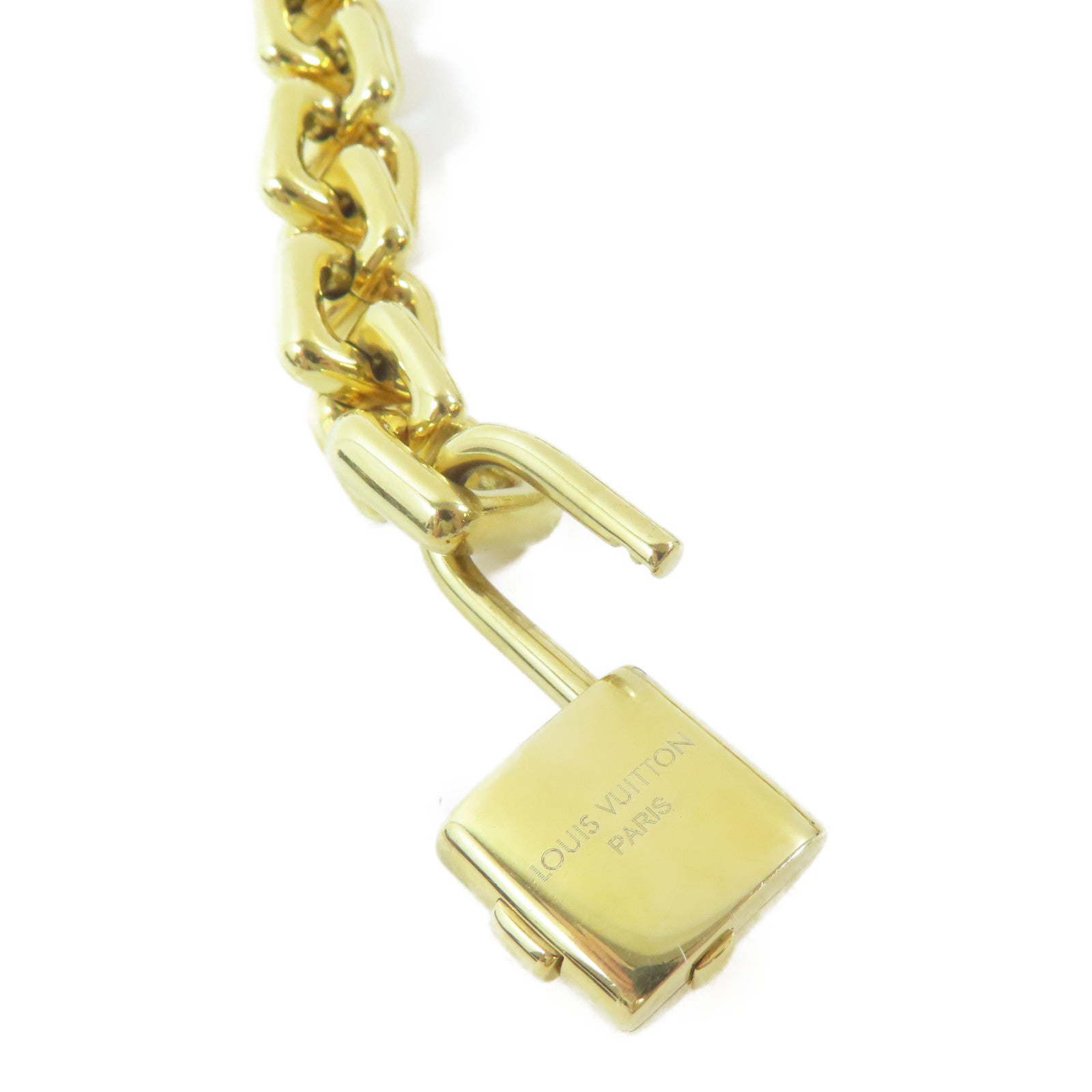 LOUIS VUITTON 18K黃金Padlock Charm Bracelet手鏈#16.5cm