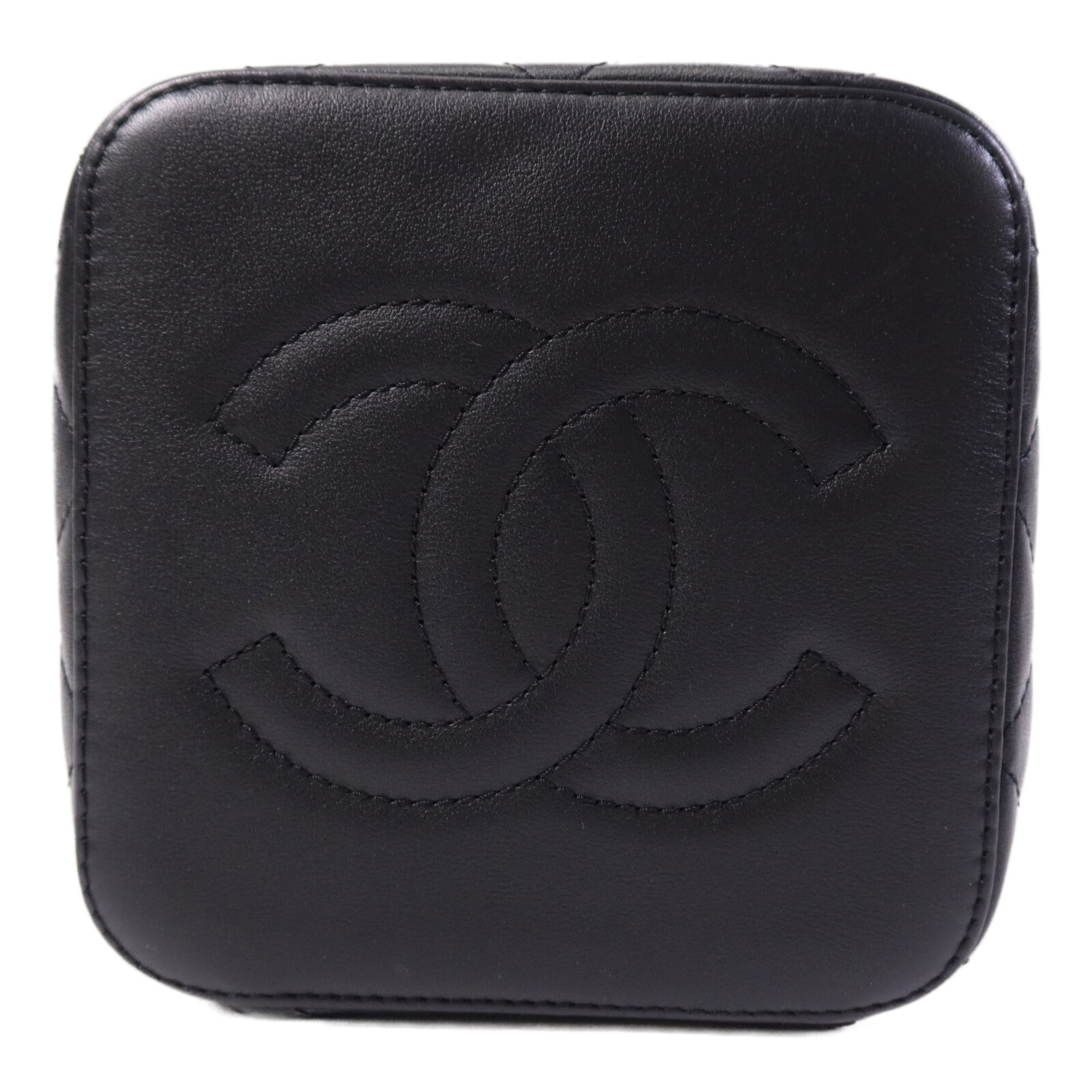 CHANEL 牛皮皮革Vanity Case金扣鏈帶手挽肩背兩用袋