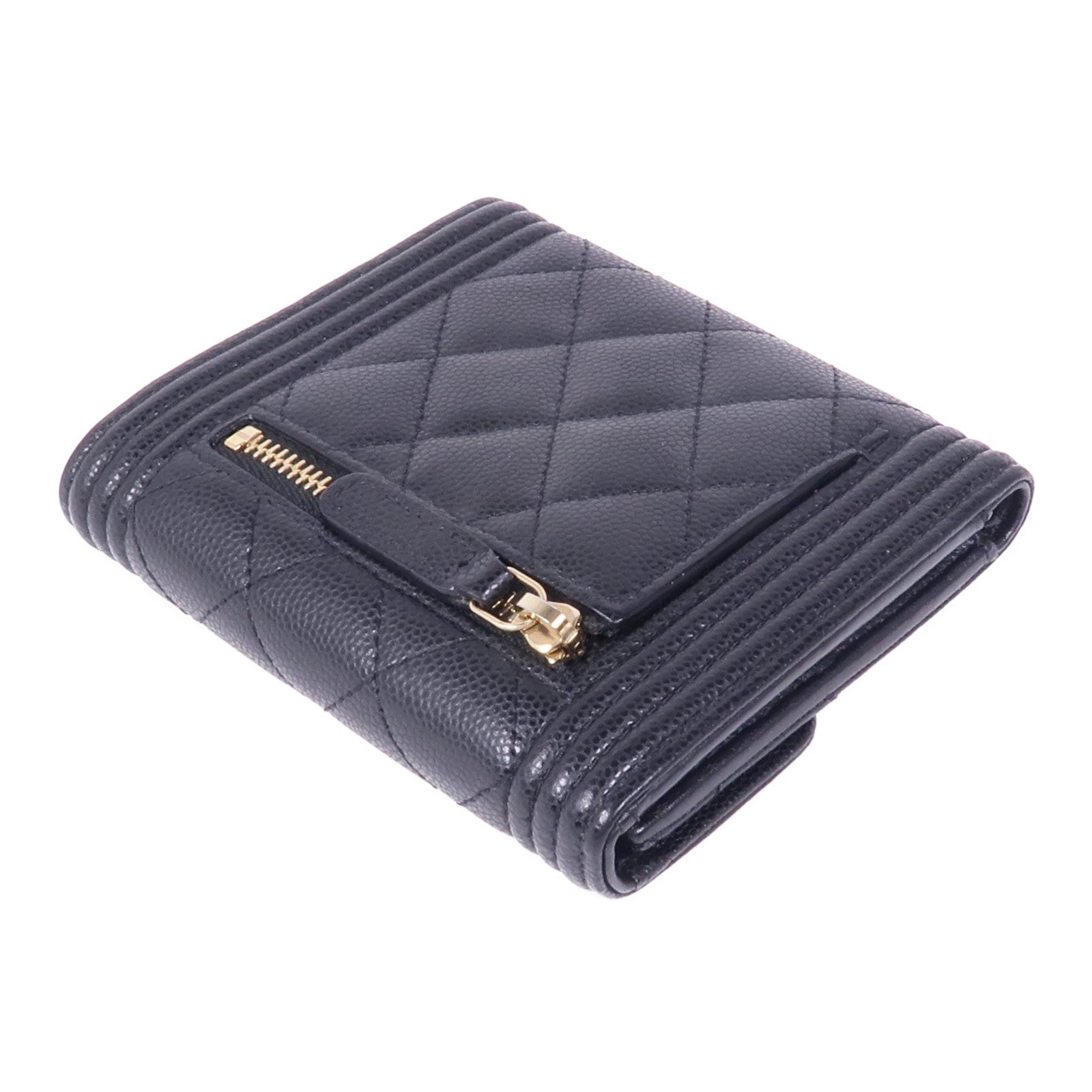 CHANEL 牛皮皮革Boy Wallet金扣錢包