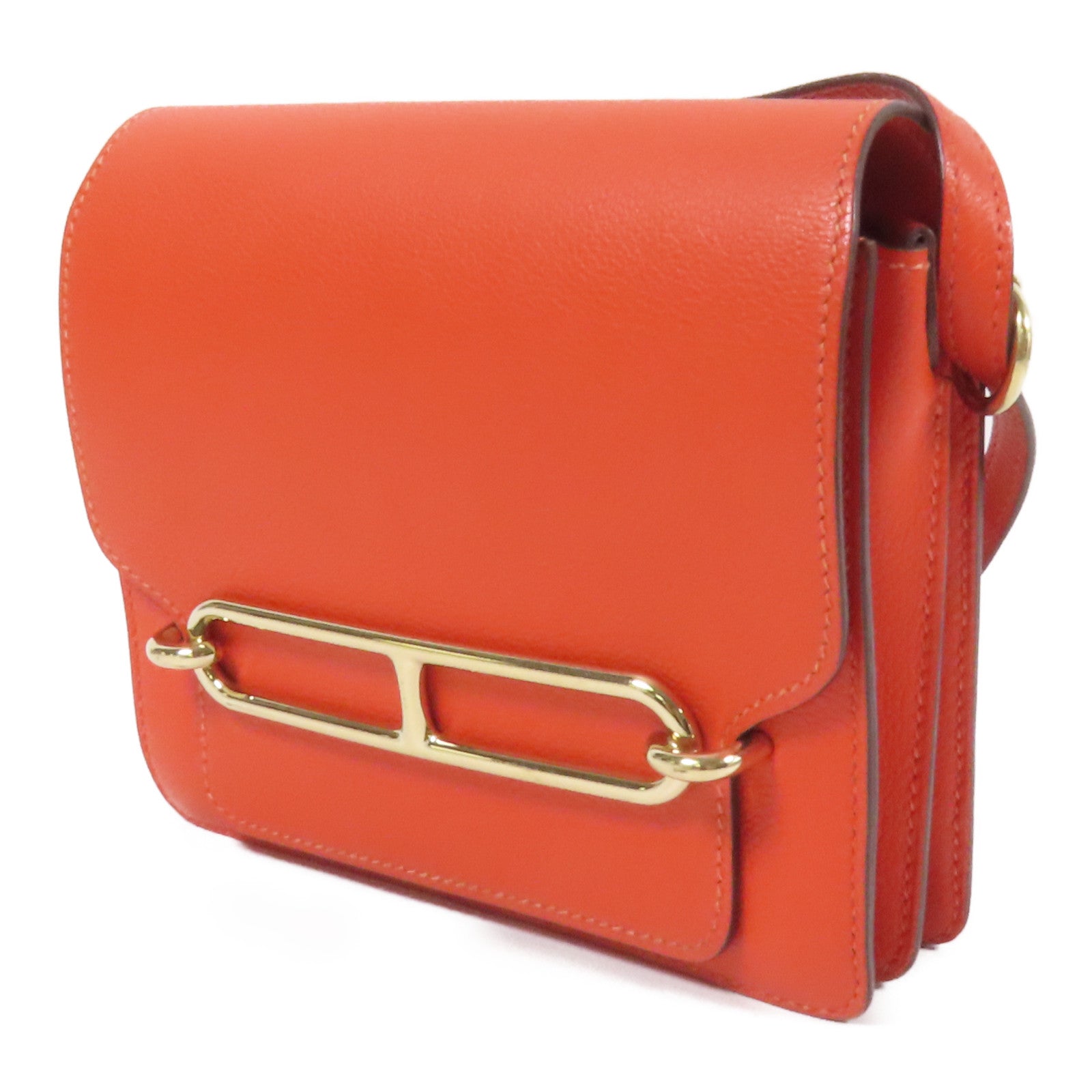 HERMES 【激減優惠】Evercolor皮革Roulis Mini金扣肩背袋Red