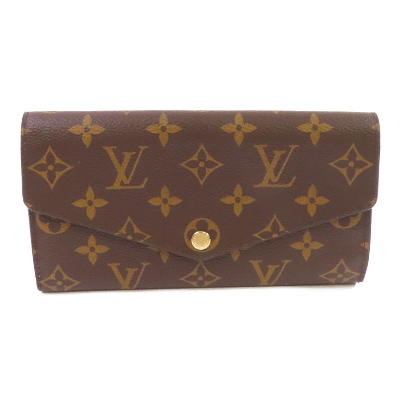 LOUIS VUITTON Monogram Sarah Wallet金扣長錢包啡色/酒紅色