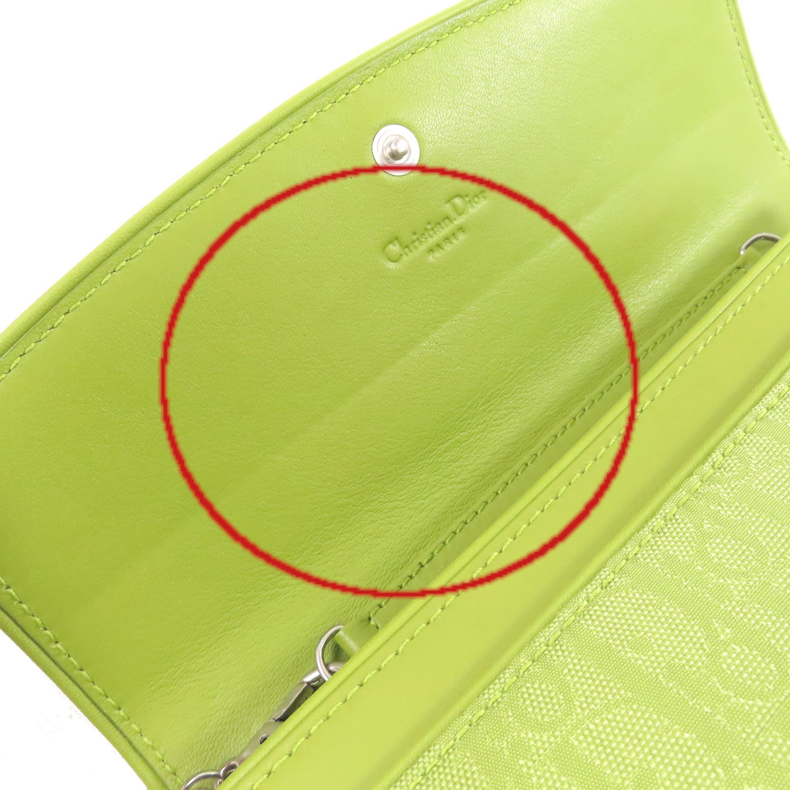 Dior 塗層帆布Wallet On Chain銀扣鏈帶錢包手挽袋青綠色