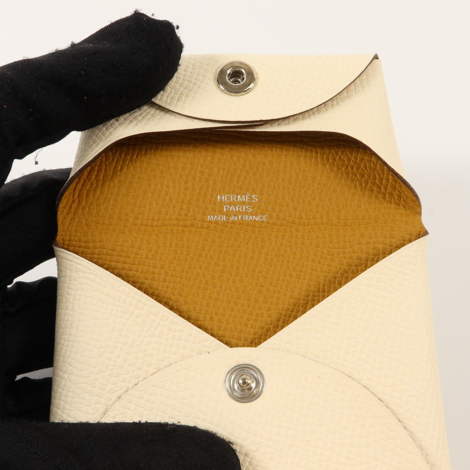 HERMES Epsom皮革Bastia Change Purse零錢包Nata/Biscuit