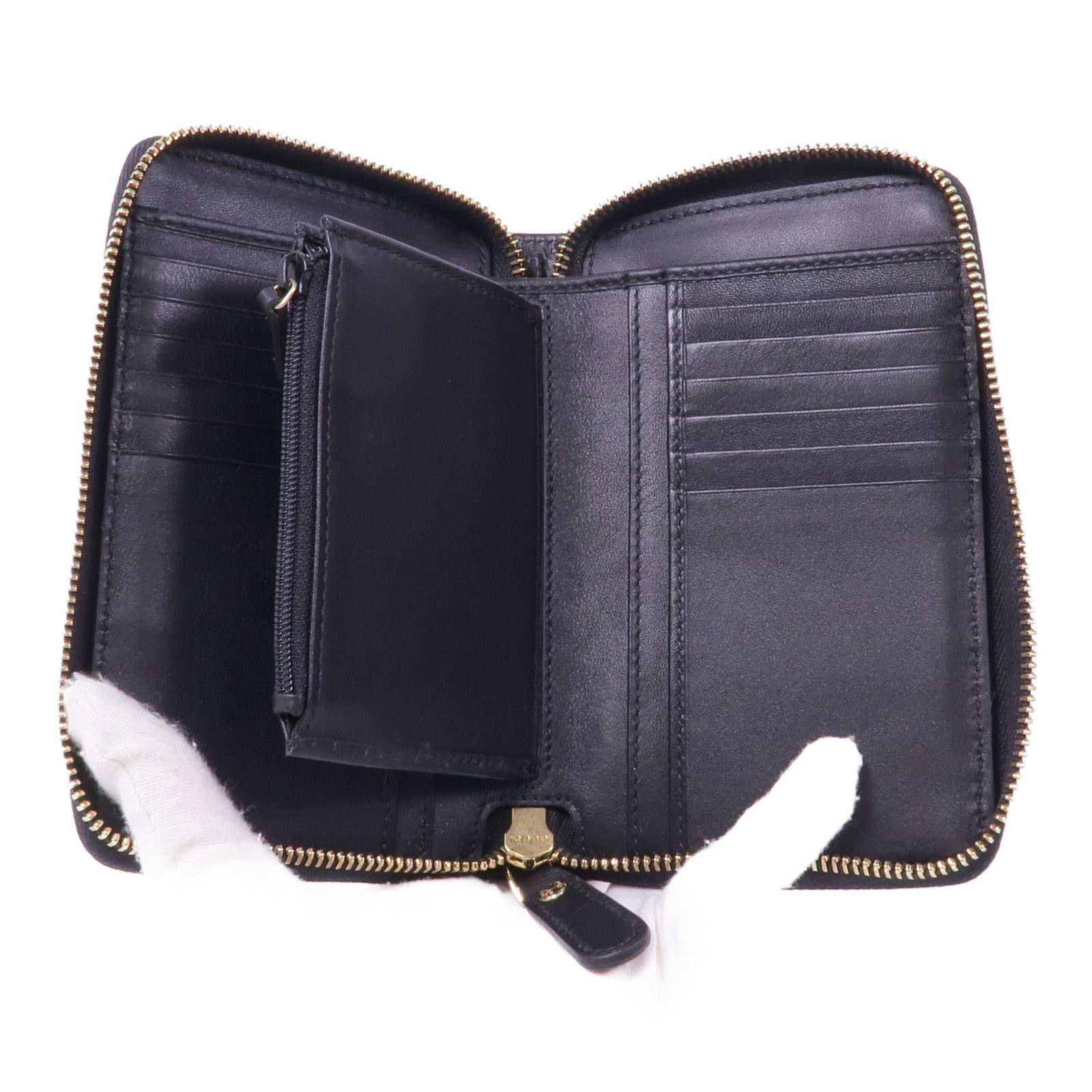 GUCCI 皮革Zipped Wallet金扣長錢包