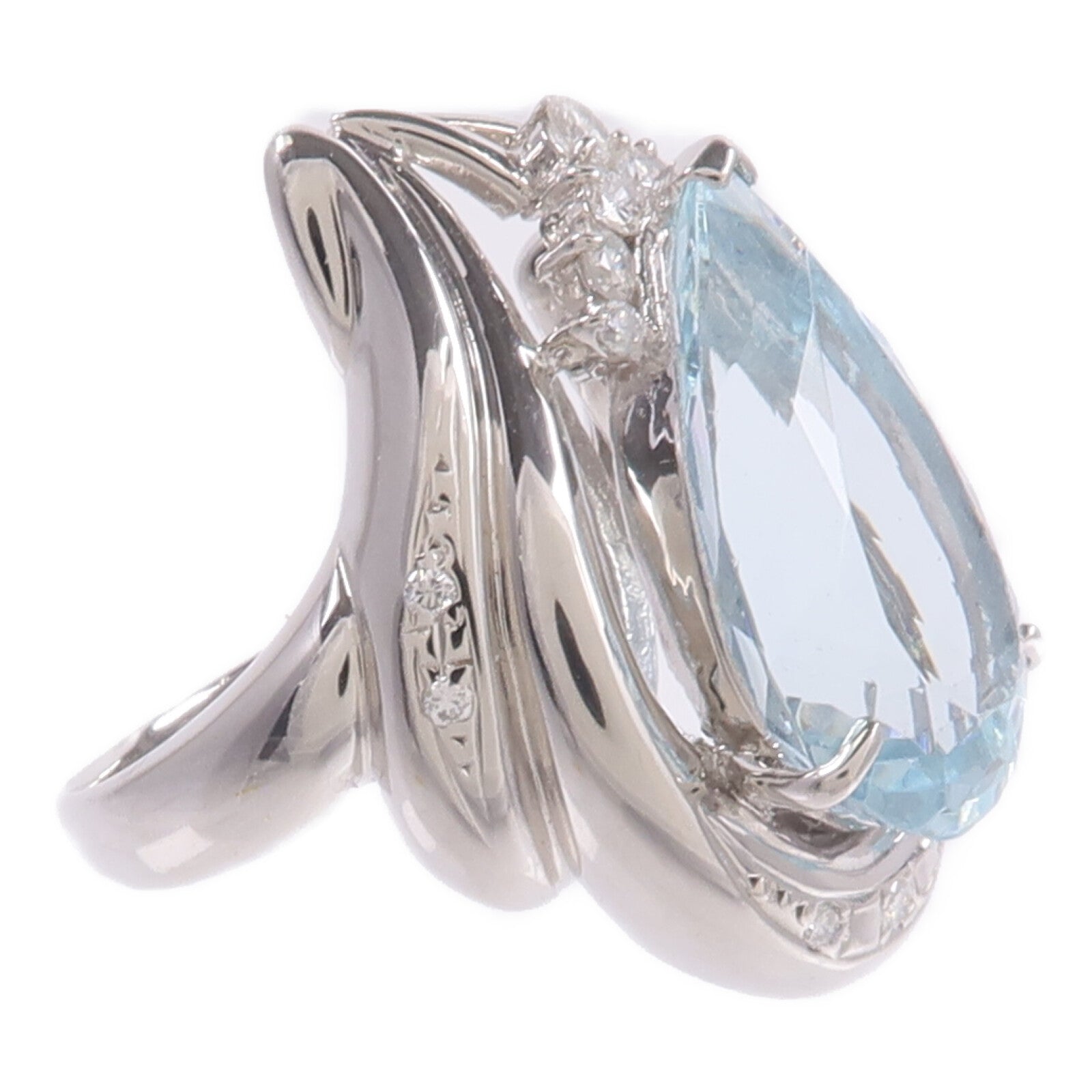 JEWELRY PT900鉑金Aquamarine Diamond Ring藍晶/鑽石戒指