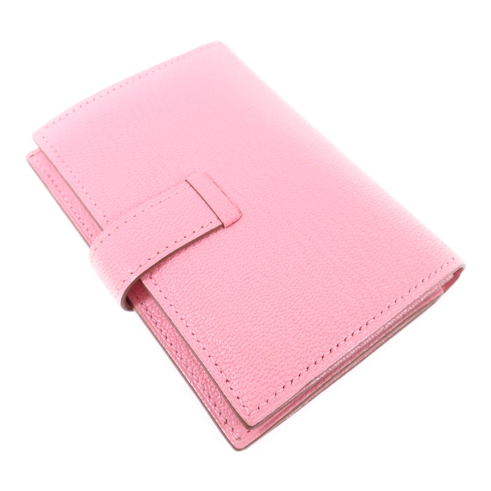 HERMES Chevre皮革Bearn卡片套Rose Lipstick