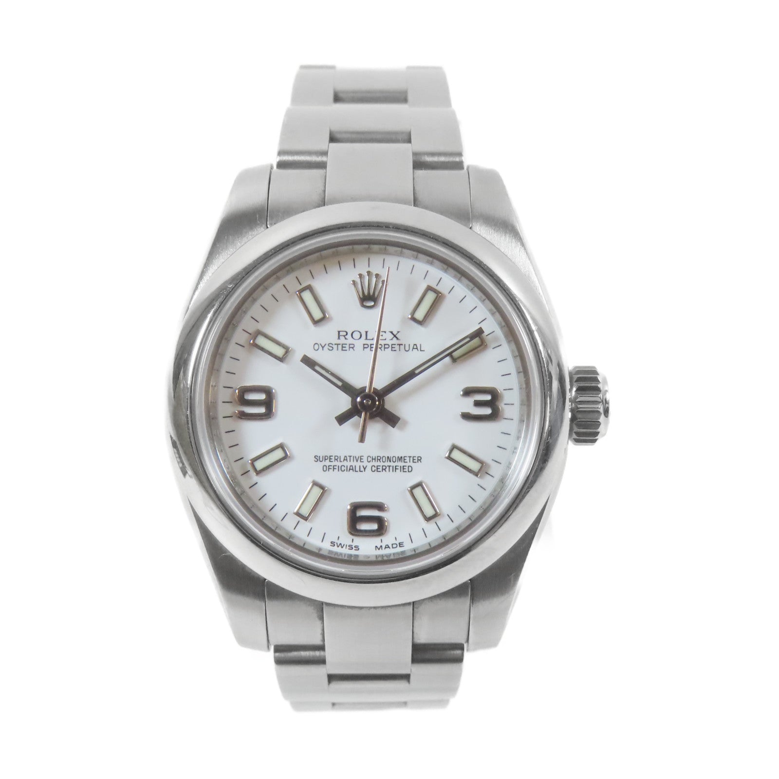 ROLEX Oyster Perpetual 26mm不鏽鋼手錶自動機芯白色