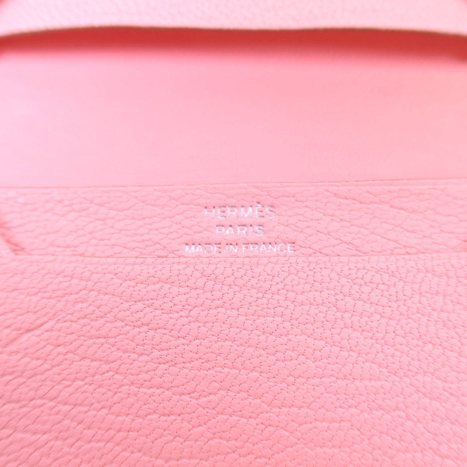 HERMES Chevre皮革Bearn卡片套Rose Lipstick