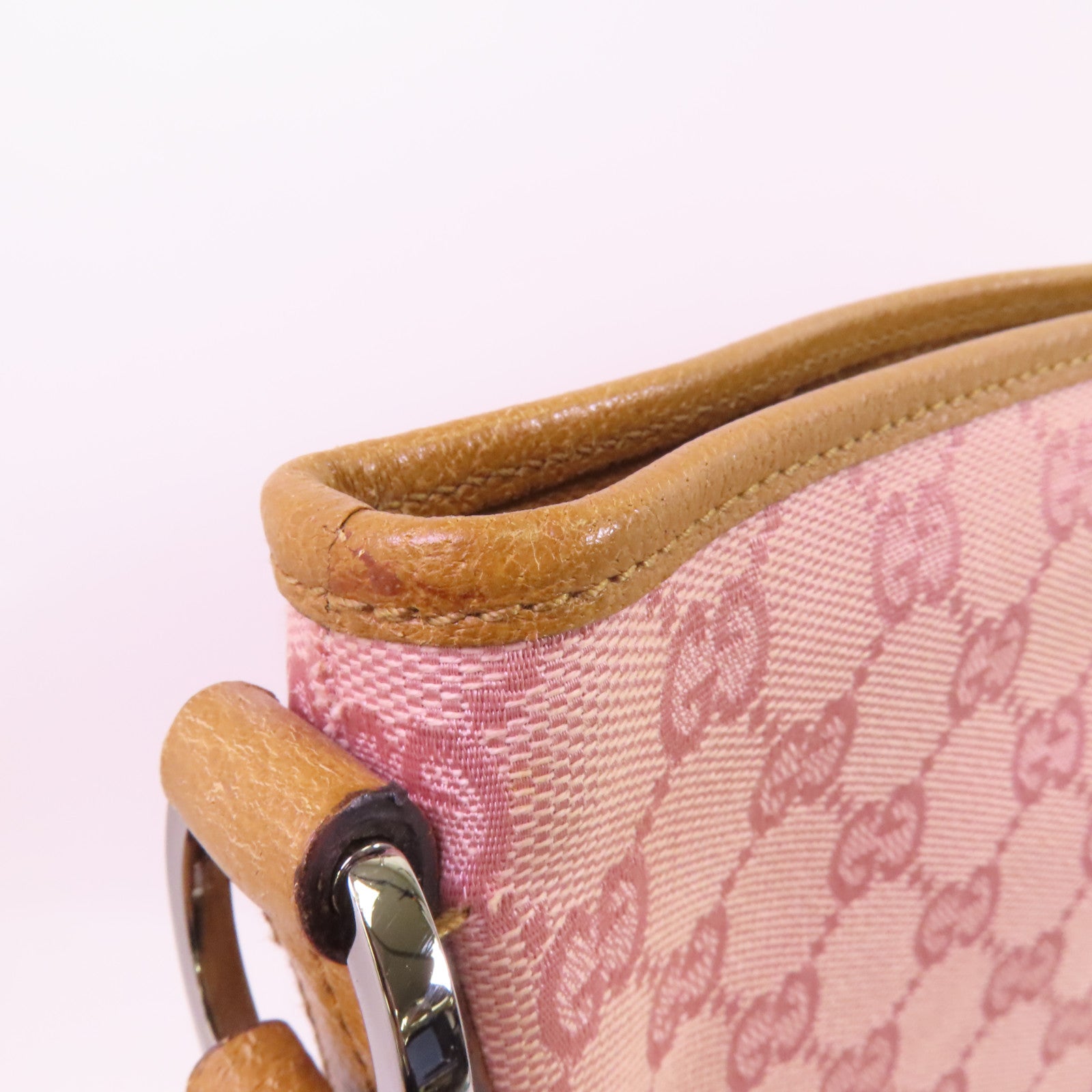 GUCCI 帆布Shoulder Bag銀扣肩背袋