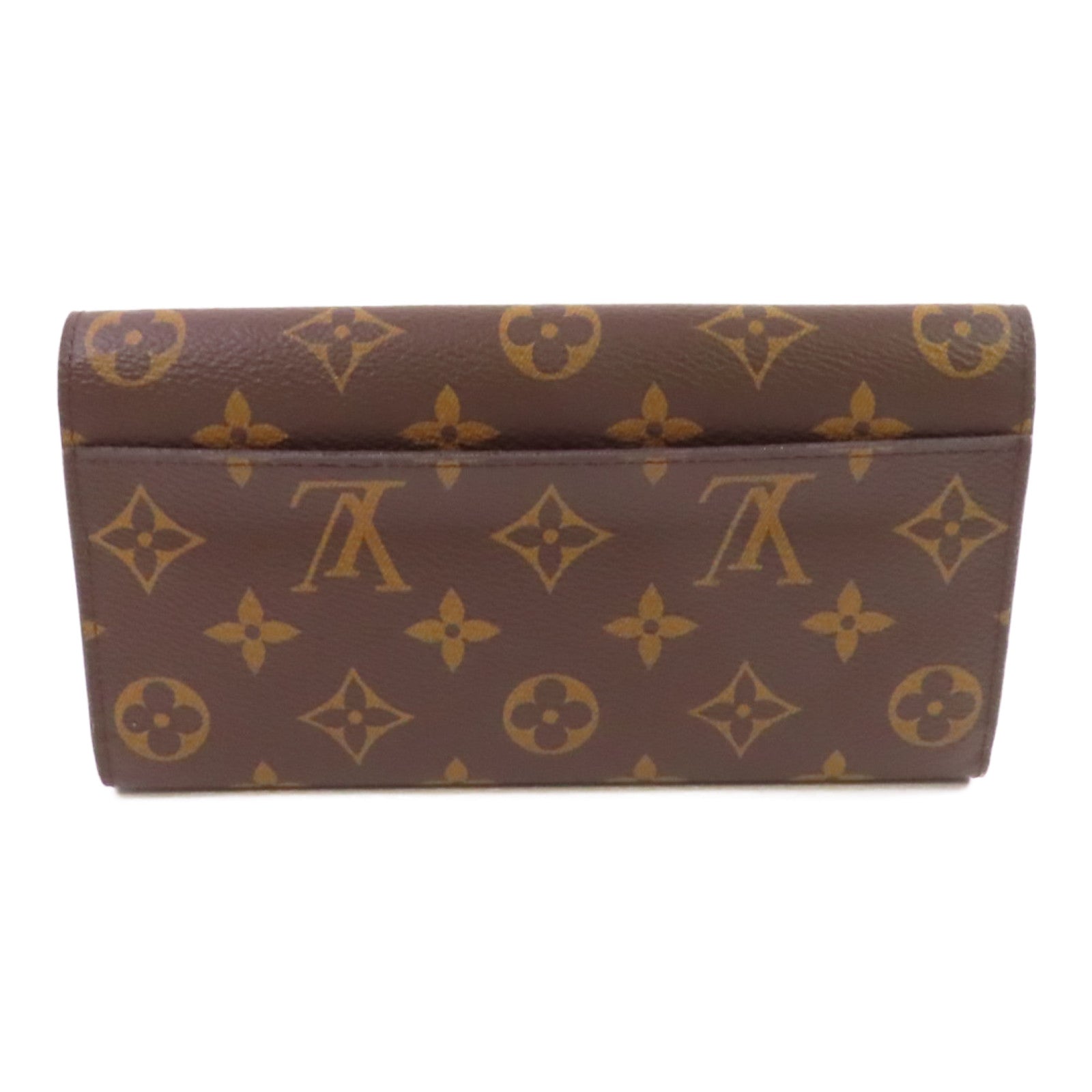 LOUIS VUITTON Monogram Sarah Wallet金扣長錢包啡色/酒紅色