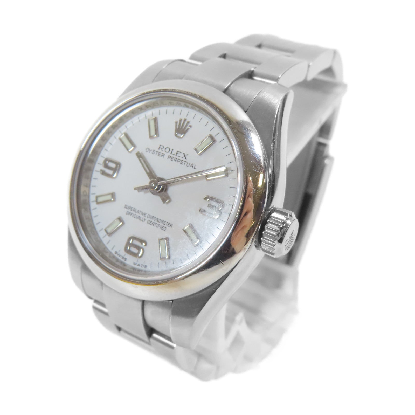 ROLEX Oyster Perpetual 26mm不鏽鋼手錶自動機芯白色
