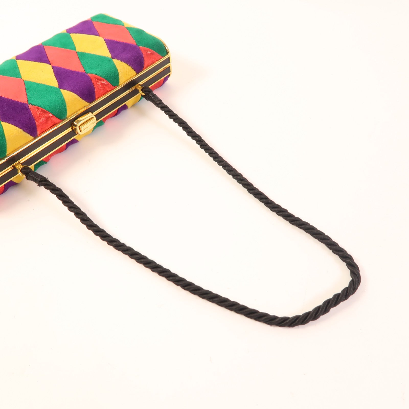Miu Miu GHW Clutch Bag Velvet Multicolor