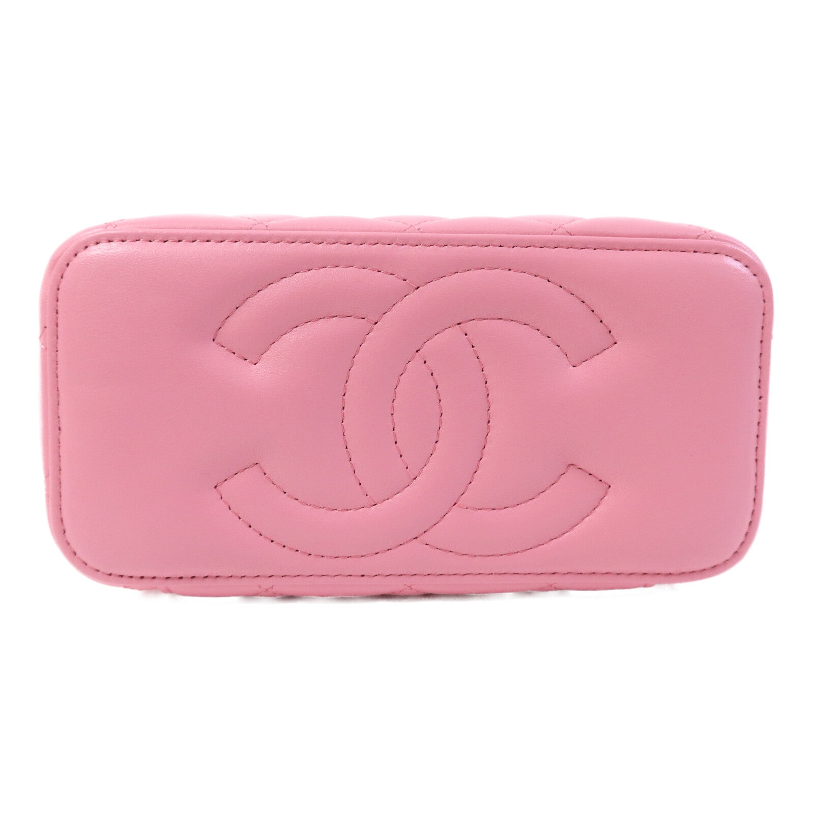CHANEL 羊皮皮革Vanity Case With Top Handle金扣鏈帶肩背袋