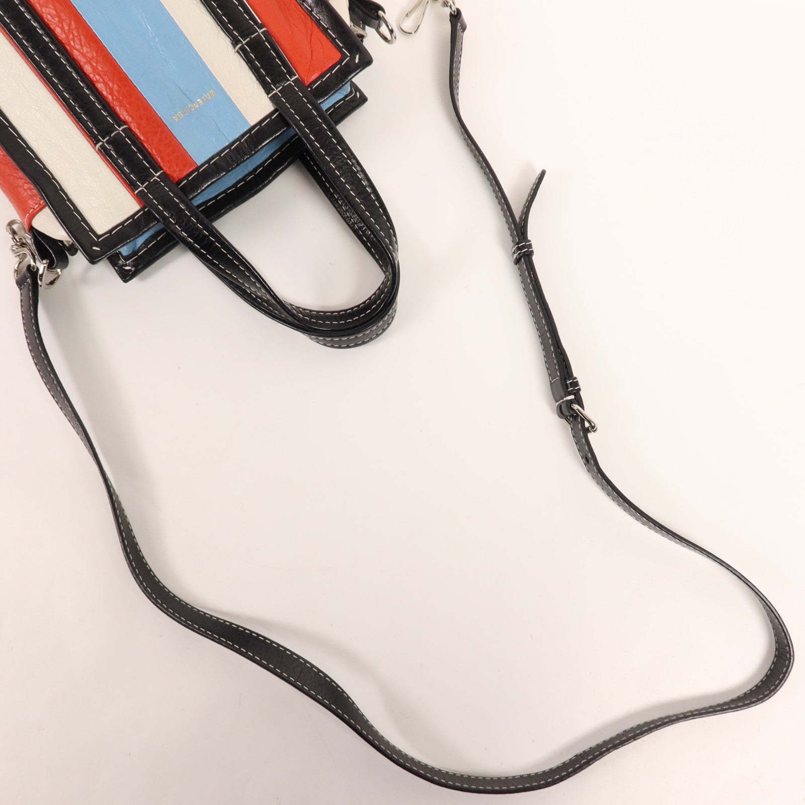 BALENCIAGA 牛皮皮革Bazaar Shopper XXS銀扣手挽肩背兩用袋