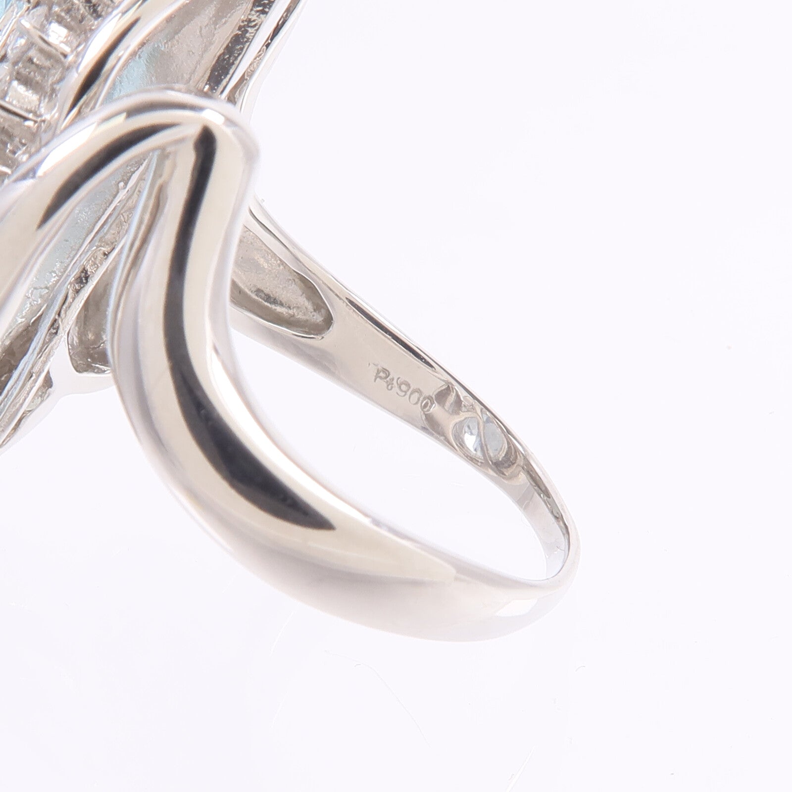 JEWELRY PT900鉑金Aquamarine Diamond Ring藍晶/鑽石戒指