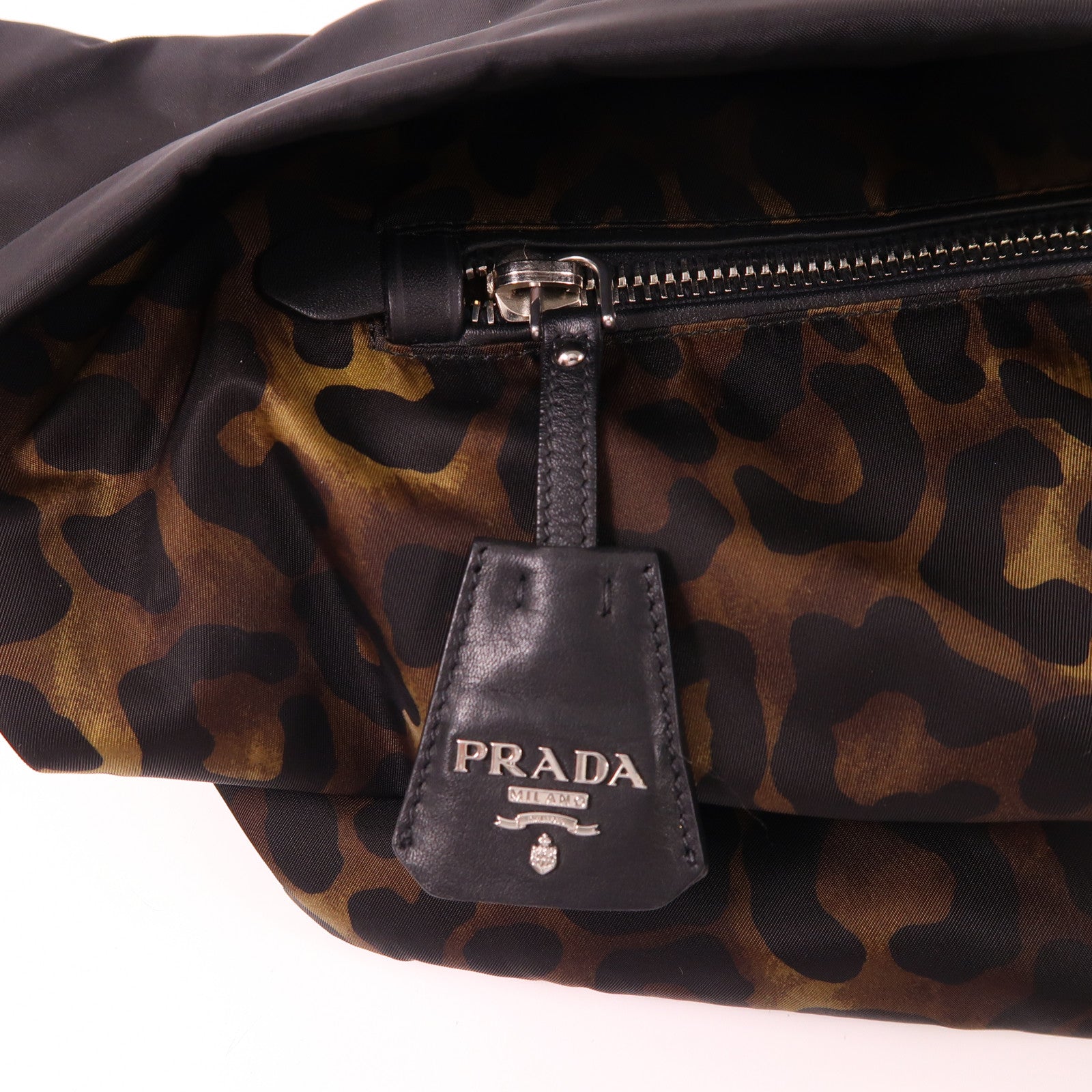 PRADA SHW 2 Way Shoulder Bag Nylon/Canvas Black Brown