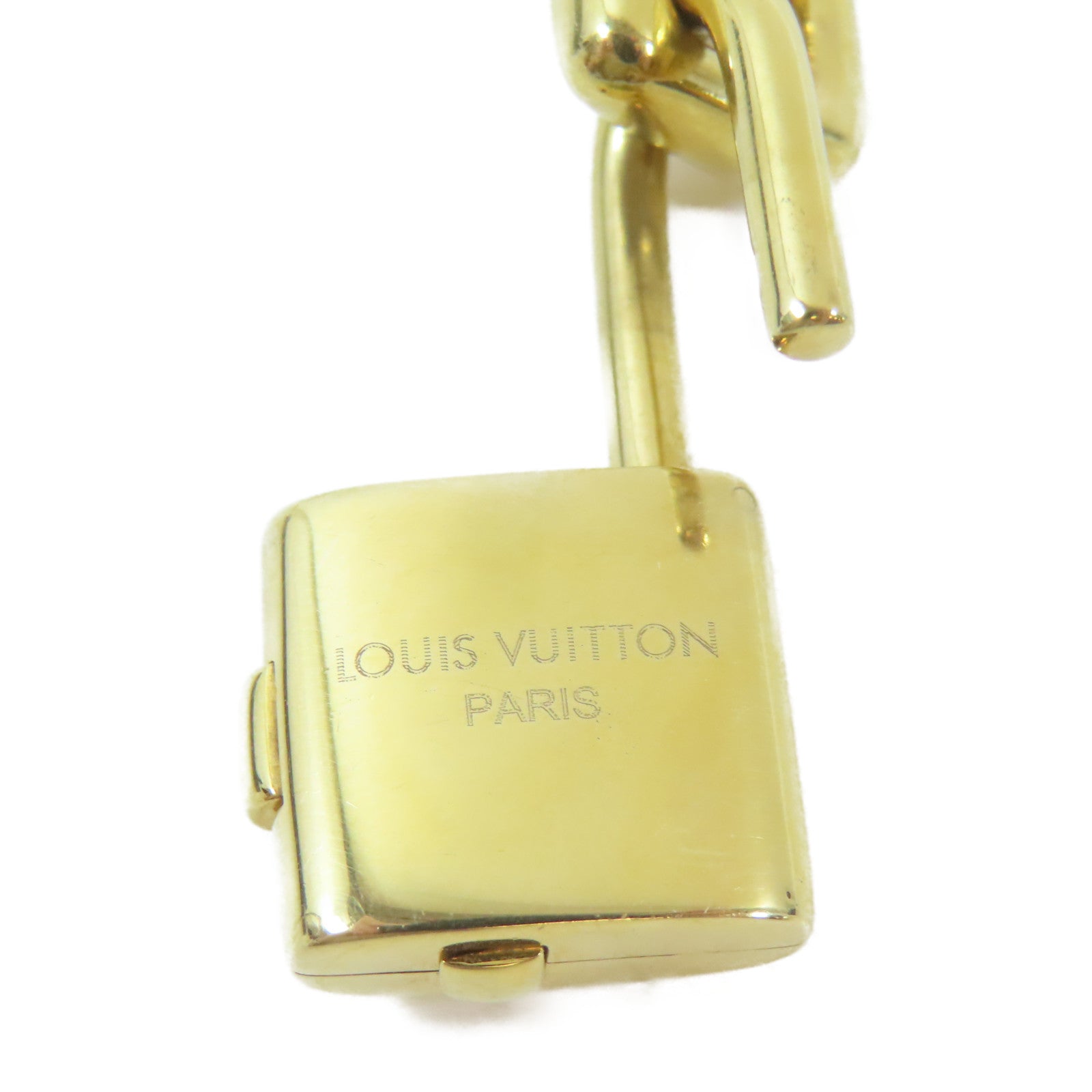 LOUIS VUITTON 18K黃金Padlock Charm Bracelet手鏈#16.5cm