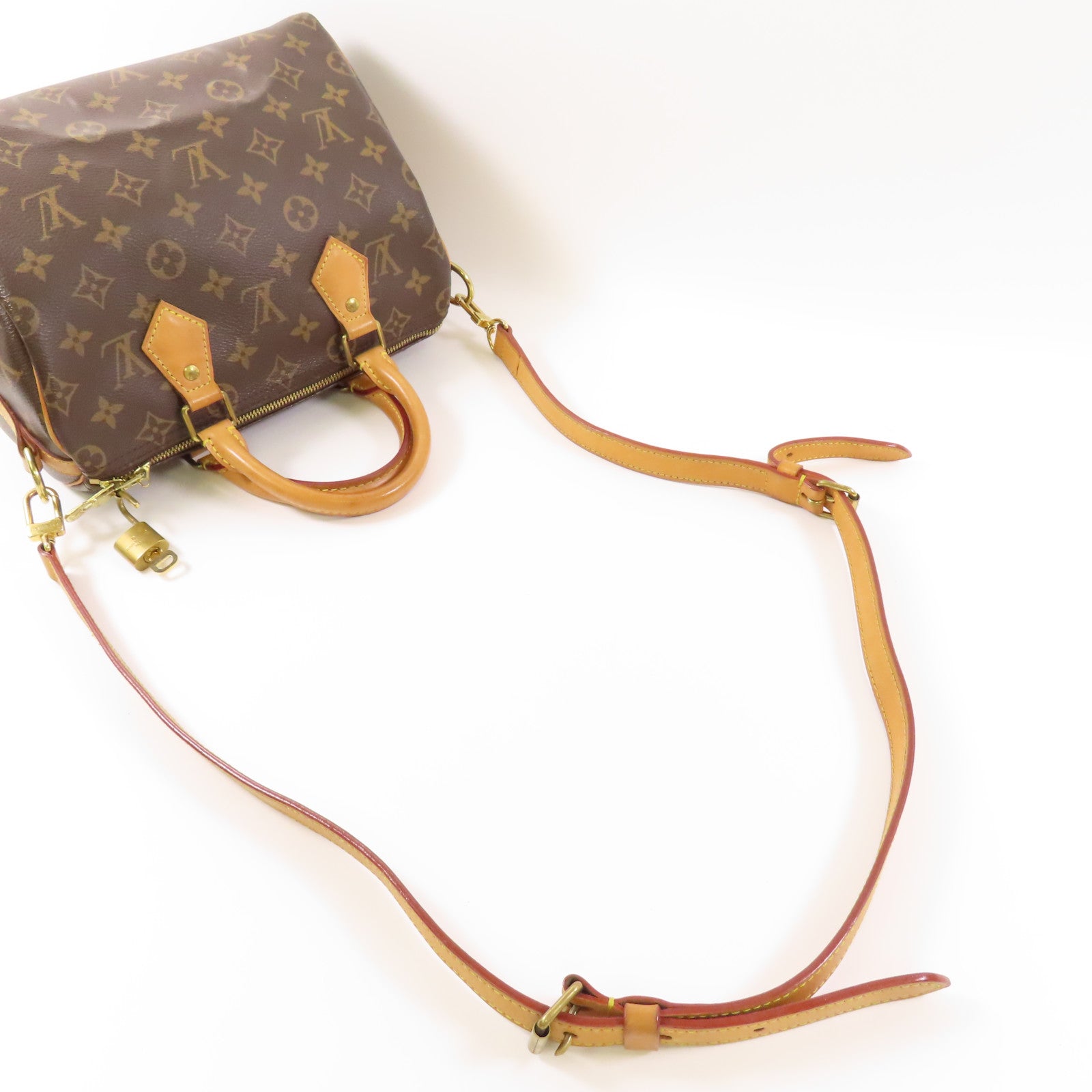 LOUIS VUITTON Monogram Speedy Bandouliere 25金扣手挽肩背兩用袋