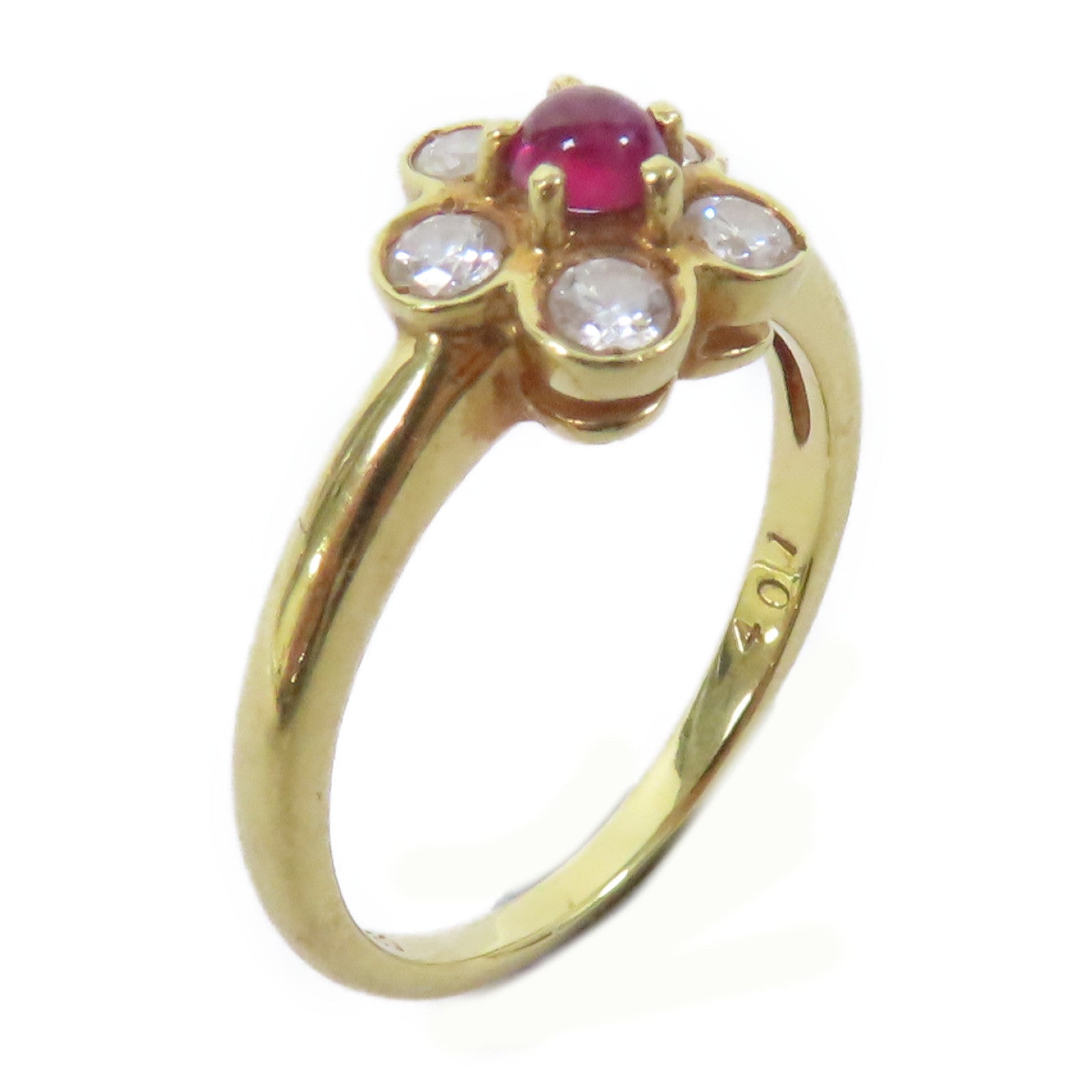 Dior 【激減優惠】18K黃金Ruby Diamond Ring戒指US#4.75