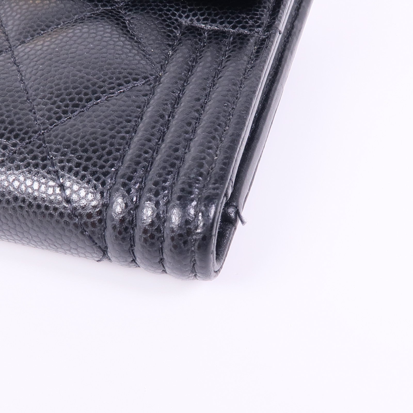 CHANEL 牛皮皮革Boy Wallet金扣錢包