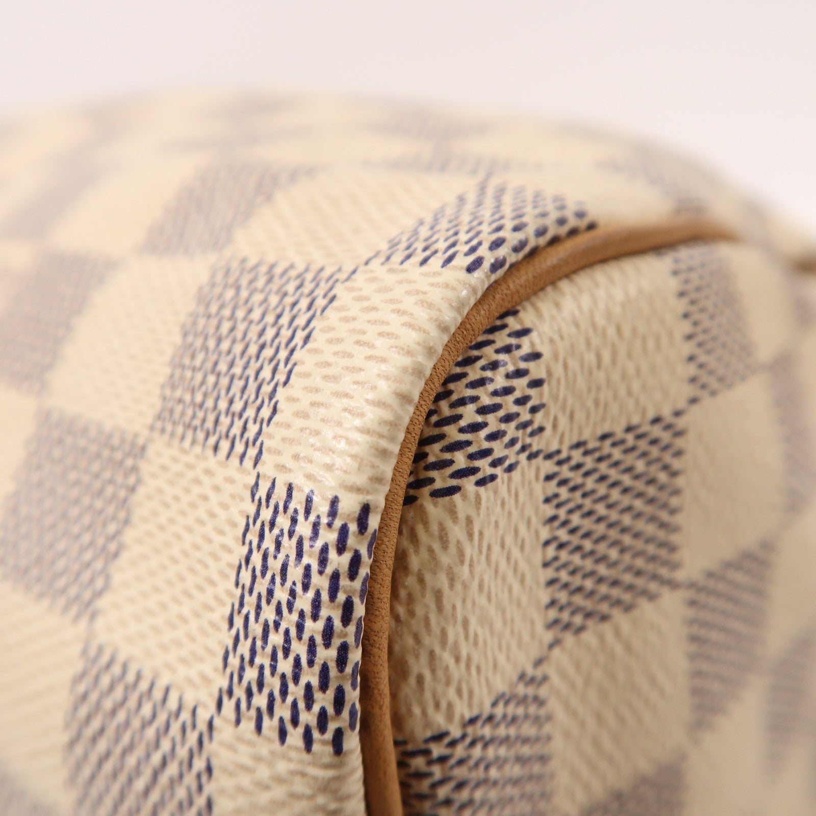 LOUIS VUITTON Damier Azur Speedy 30金扣手挽袋白色