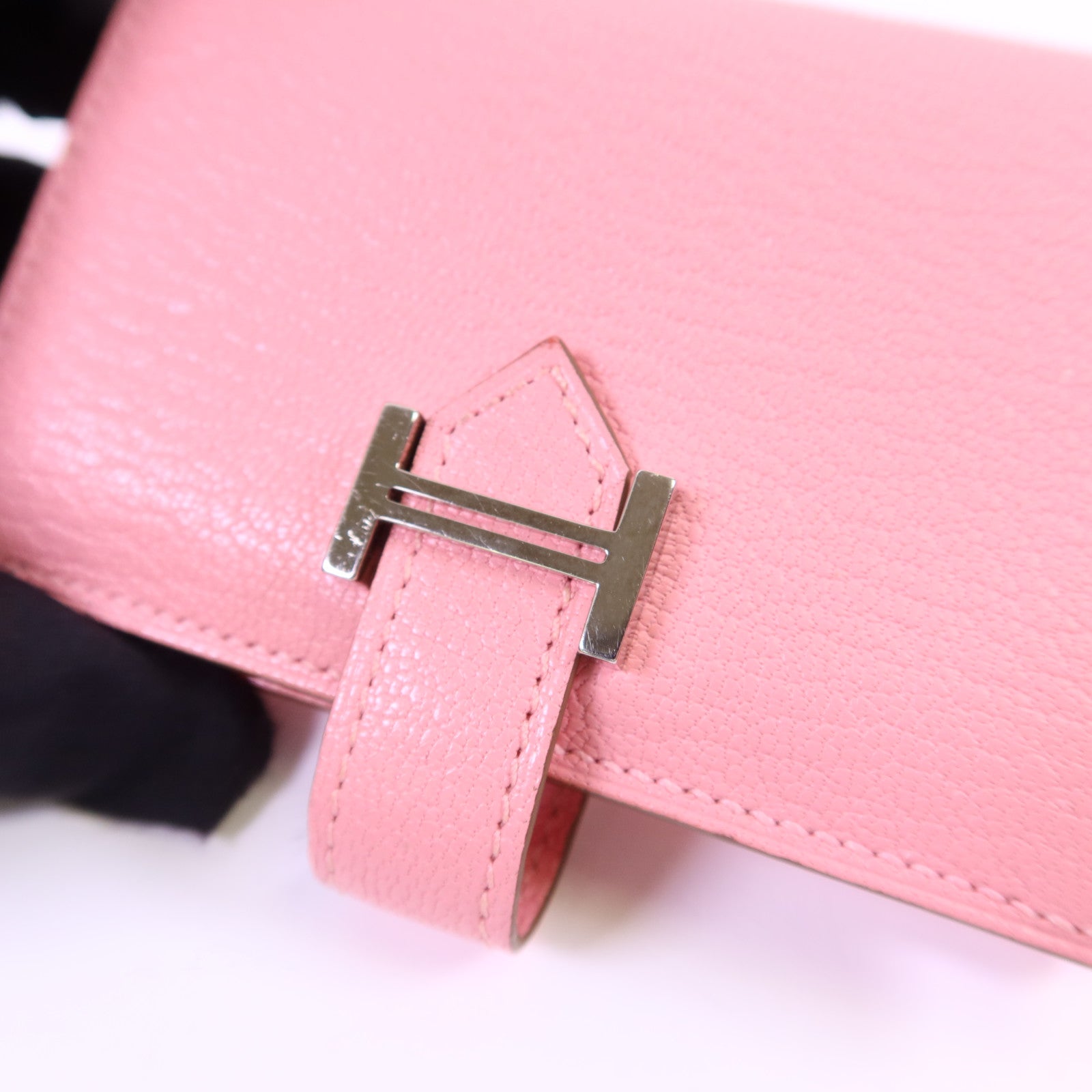 HERMES Chevre皮革Bearn卡片套Rose Lipstick