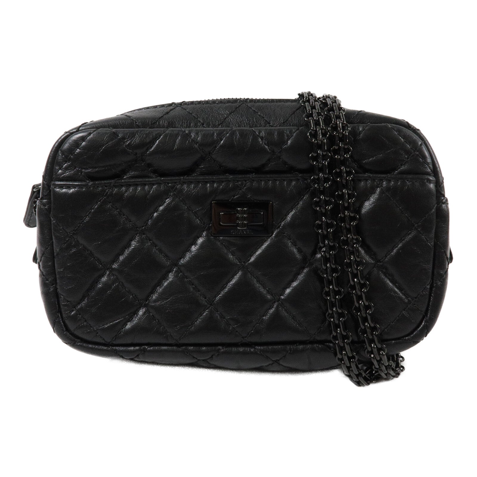 CHANEL 羊皮皮革2.55 Camera Bag鏈帶肩背袋