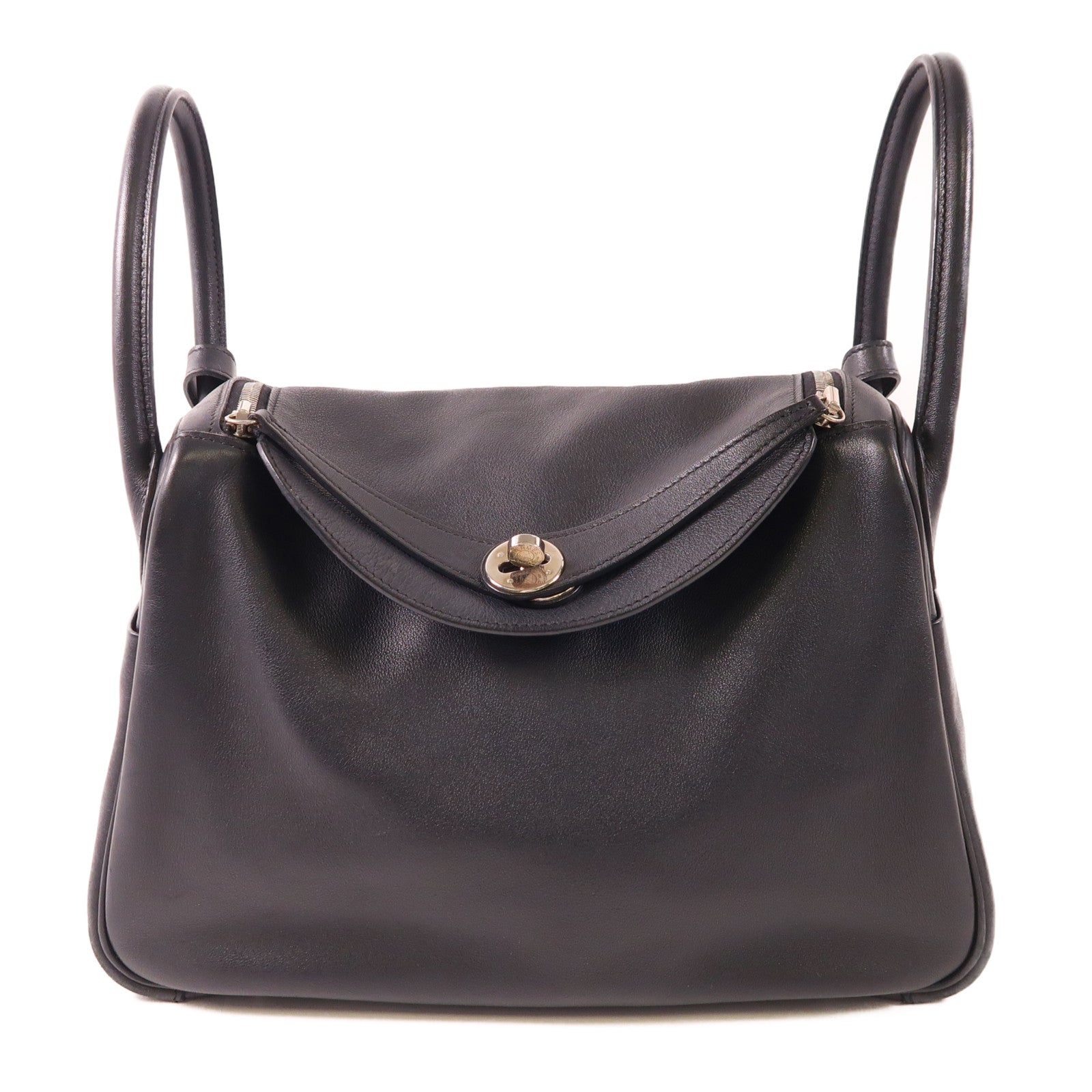 HERMES Swift皮革Lindy 30銀扣手挽肩背兩用袋8P Plomb