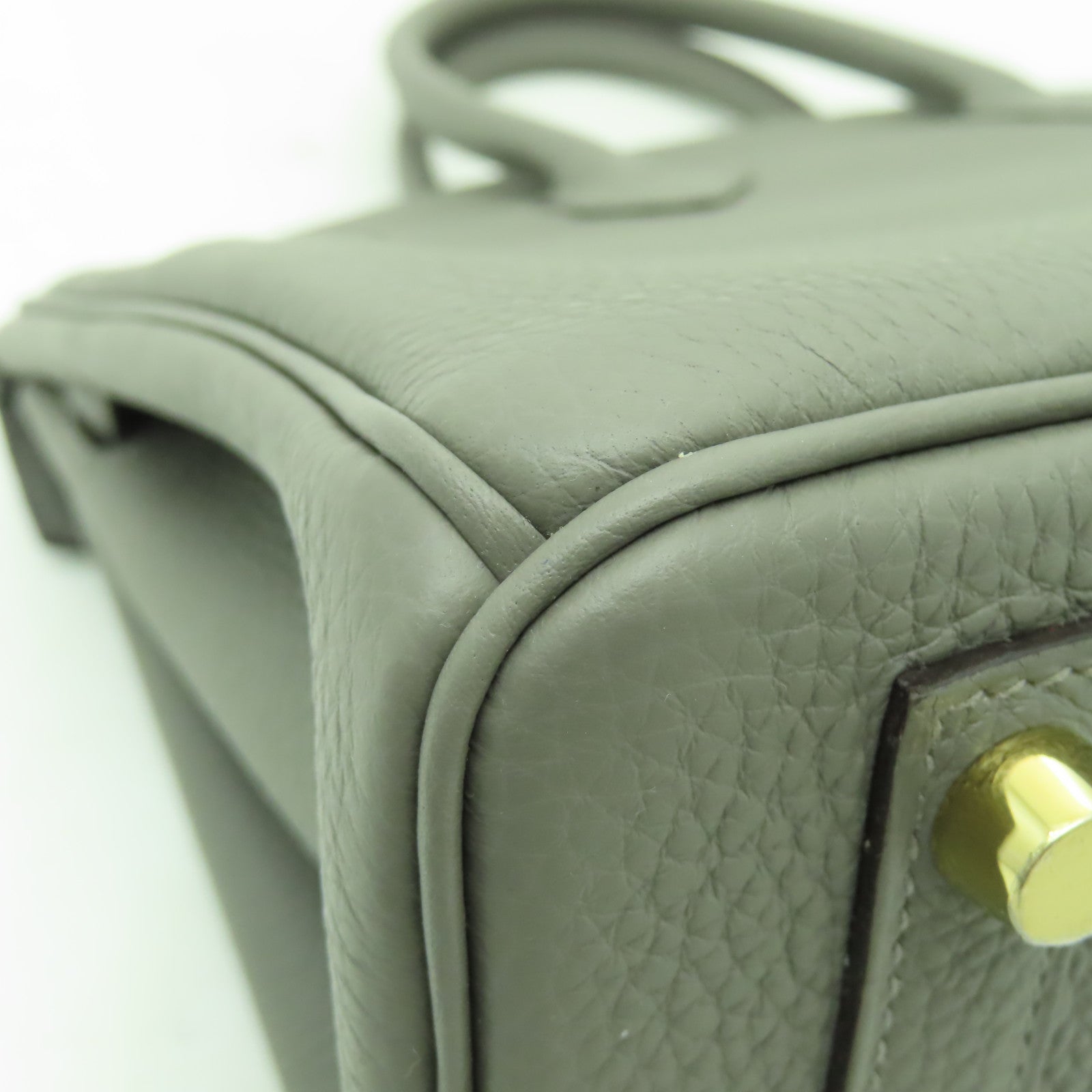 HERMES Togo皮革Birkin 25金扣手挽袋灰色